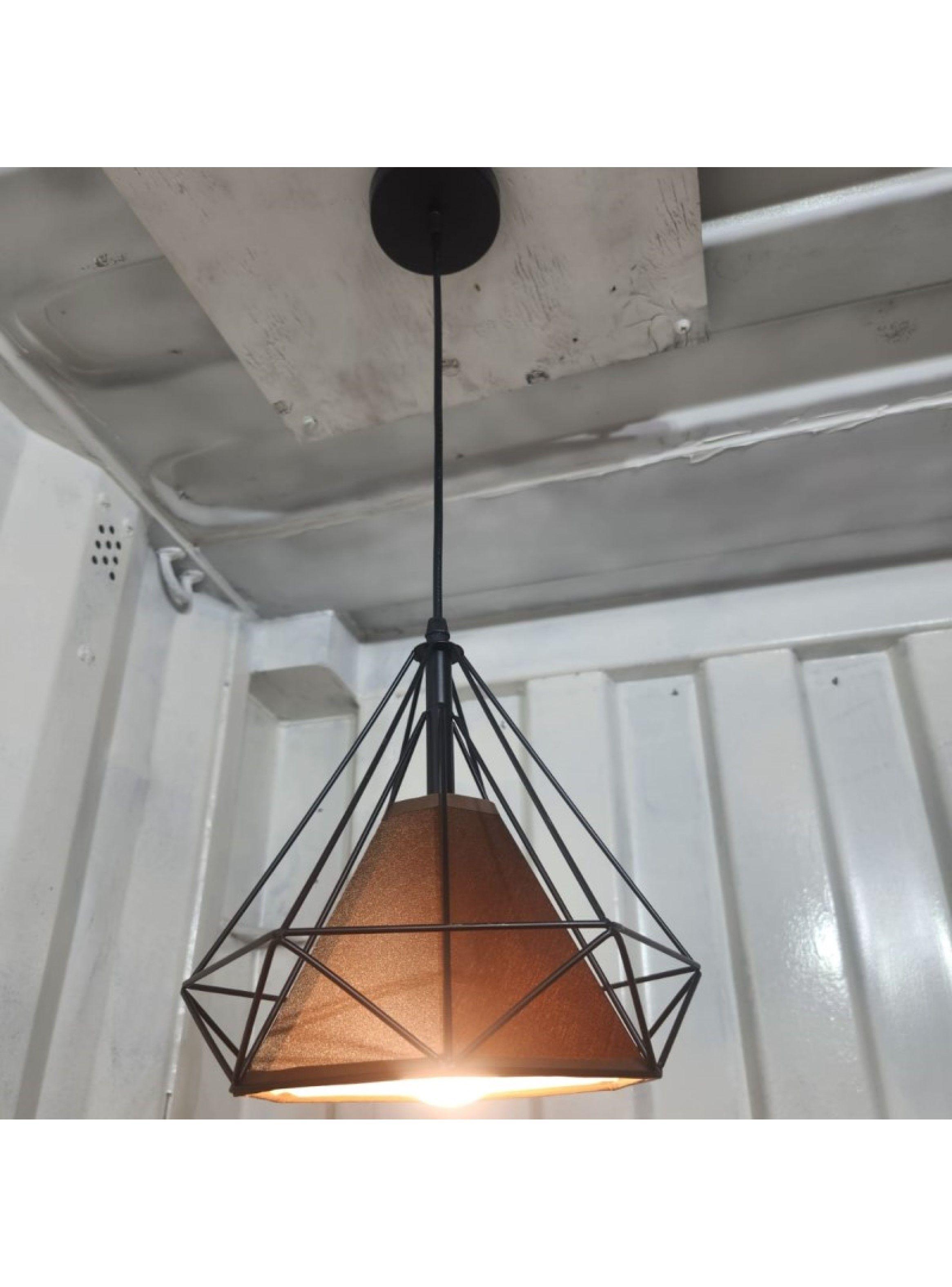 Pack 2 Lamparas Colgantes Metal Tela Negro Cafe Ampolletas gratis-0