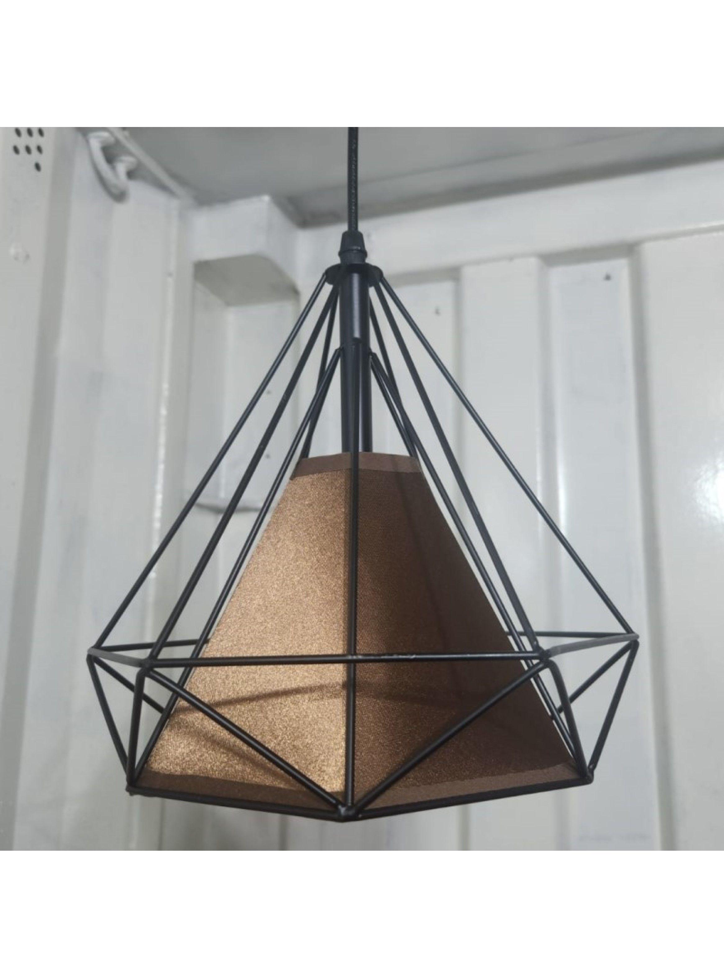 Pack 2 Lamparas Colgantes Metal Tela Negro Cafe Ampolletas gratis-1