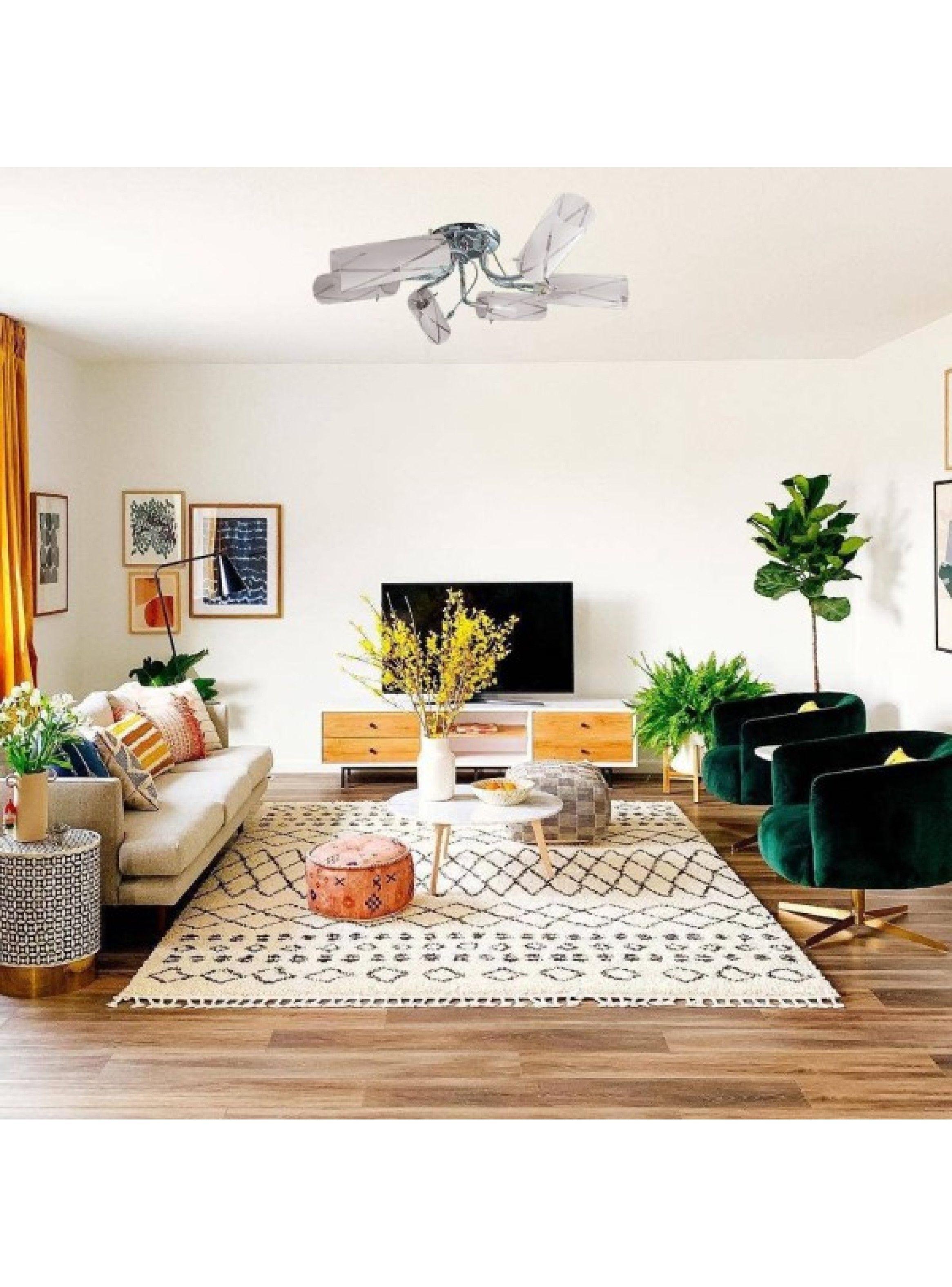 Lampara Techo Blanca Cromada Elegante 6 Luces Metal Vidrio -2