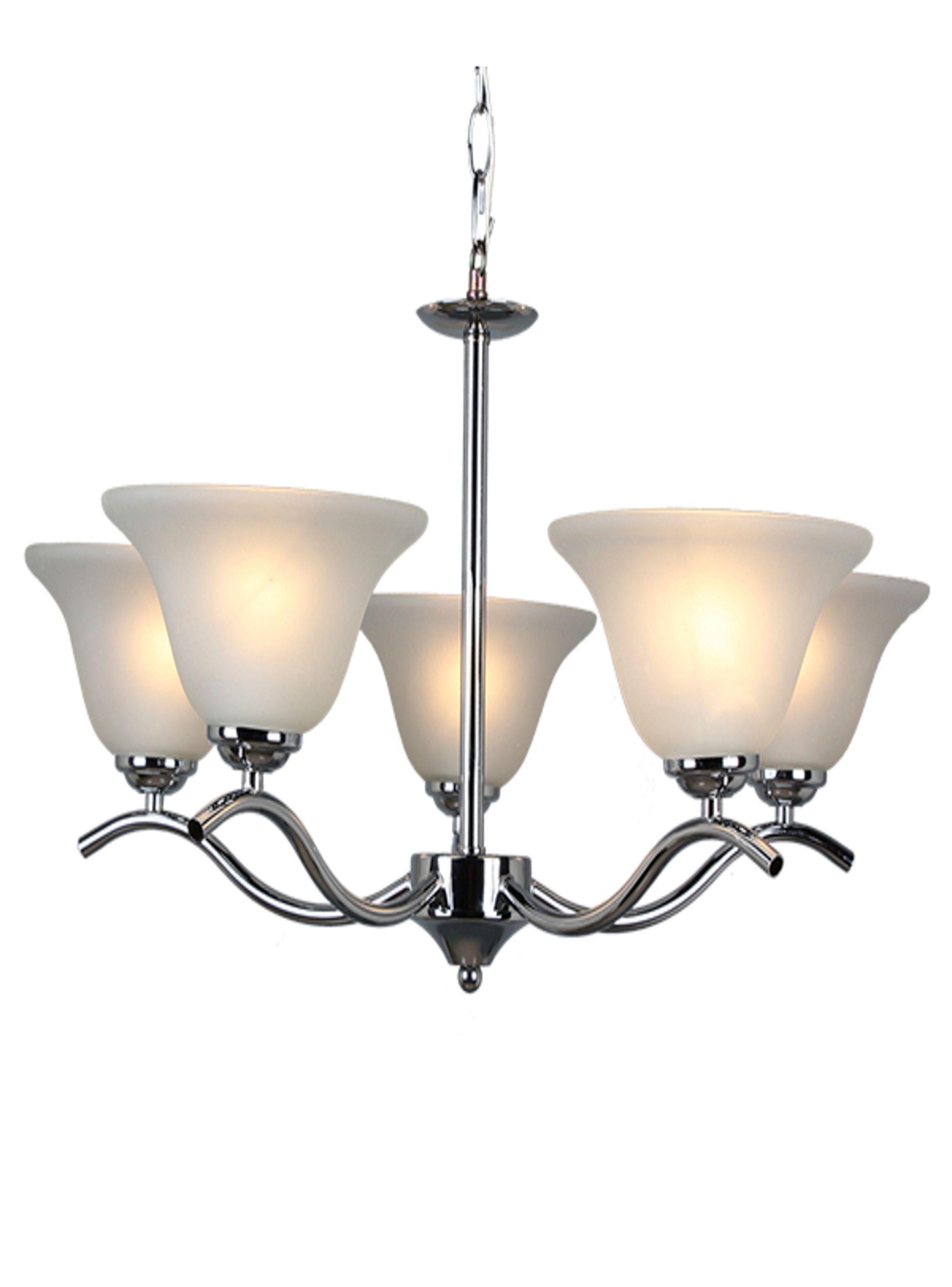 Lampara De Techo metalica color Cromo de 5 Tulipas de vidrio Ampolletas de regalo-0