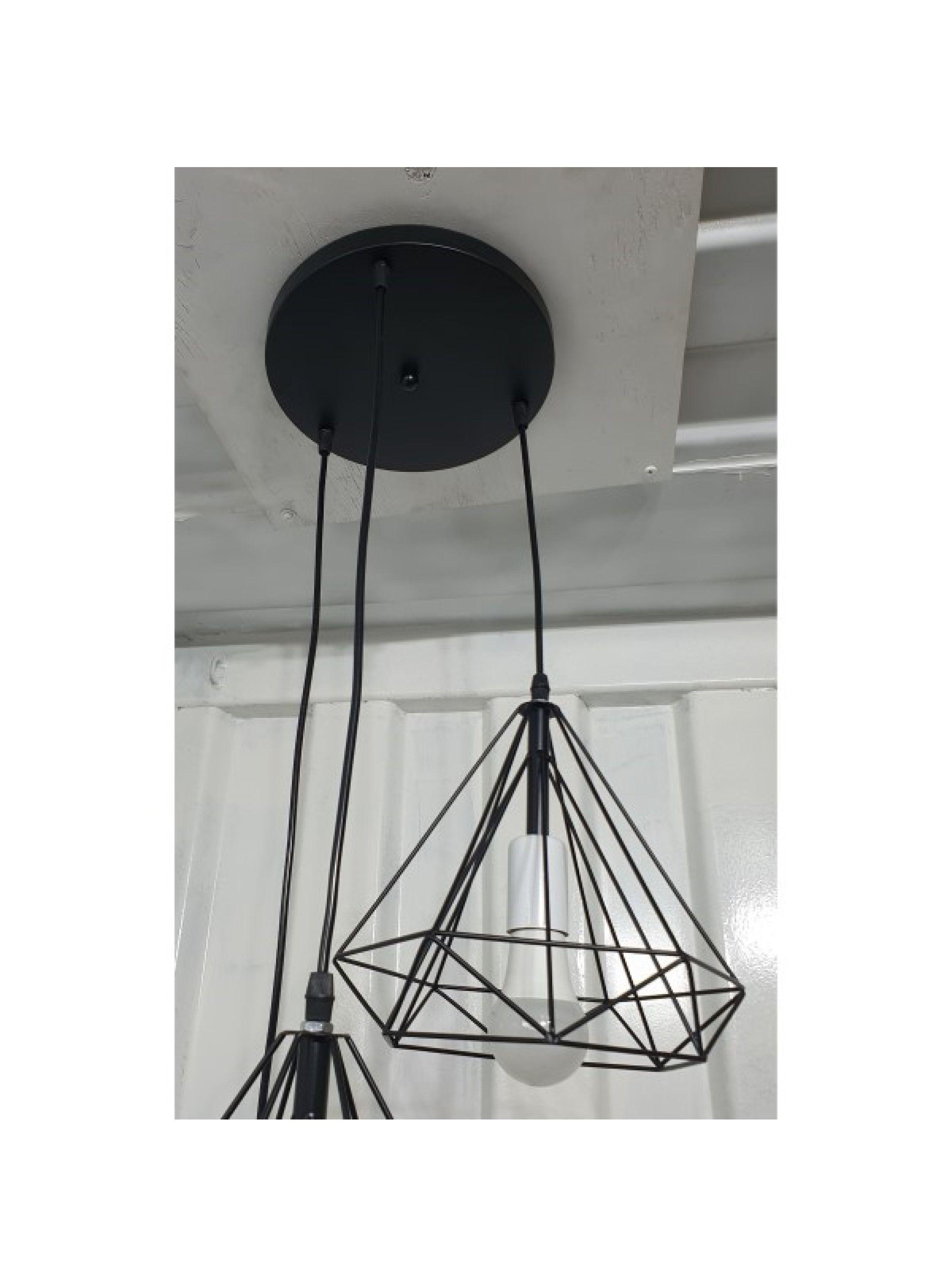 Lampara Colgante Metalica 3 Tulipas Ampolletas Incluidas -2