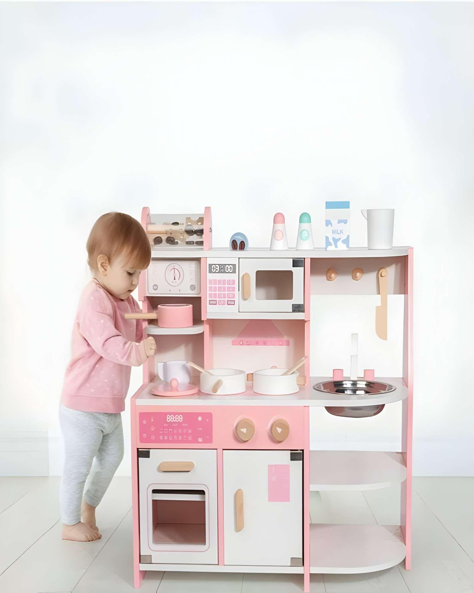 COCINA DE JUGUETE DE MADERA VERDE MENTA-2