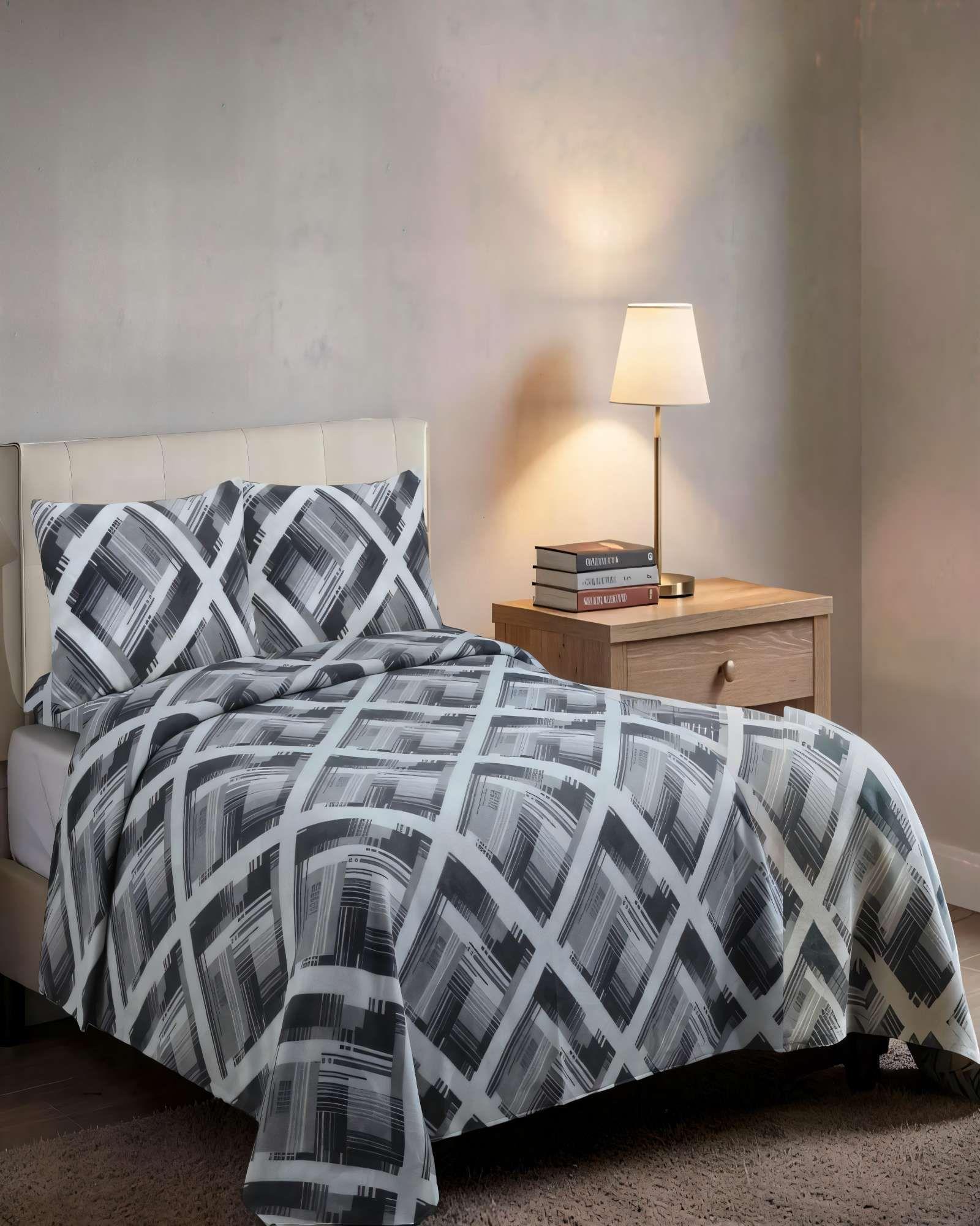 JUEGO DE SABANA POLAR PLAZA Y MEDIA CON DISEÑO 4-2