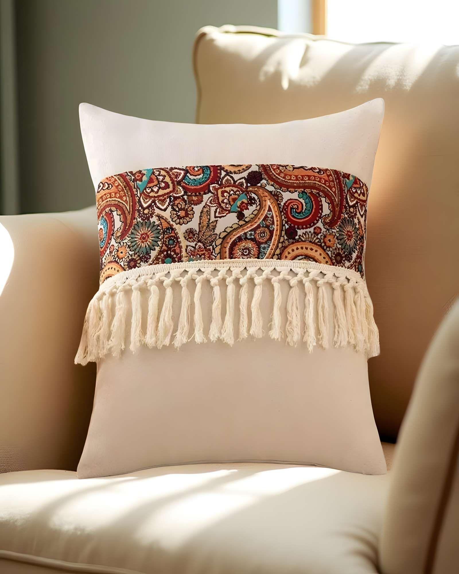 SET DE 2 FUNDAS DE COJIN LINO MANDALA 45X45 BEIGE 01-2