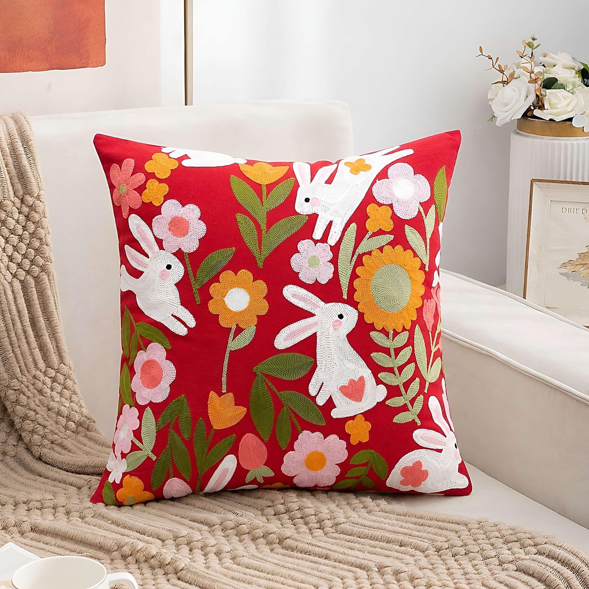 PACK DE 2 FUNDAS DE COJIN BORDADA SIN BORLAS 45X45 CM F47-2