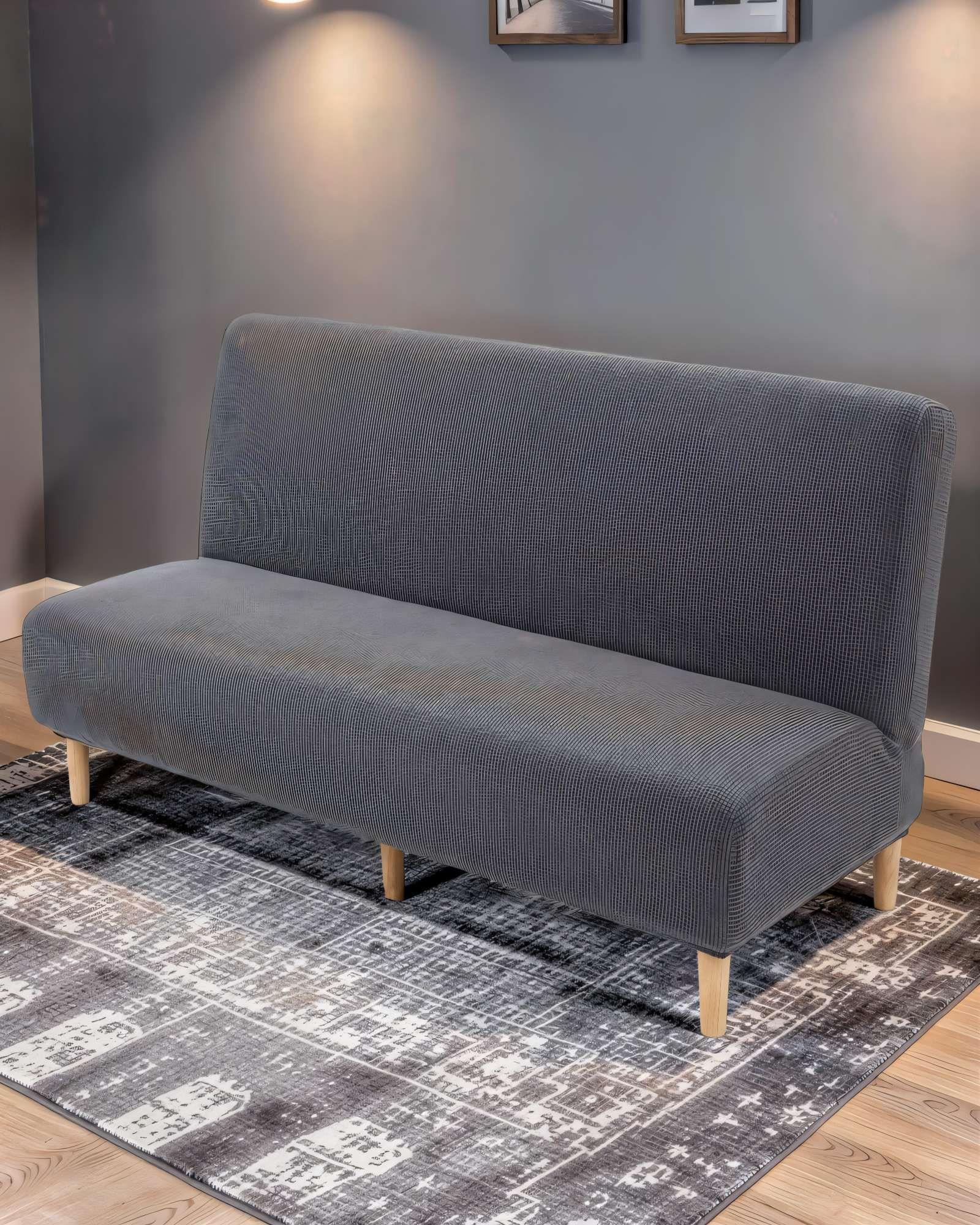 FUNDA PARA SILLON FUTON CUADRILLE COLOR GRIS-2