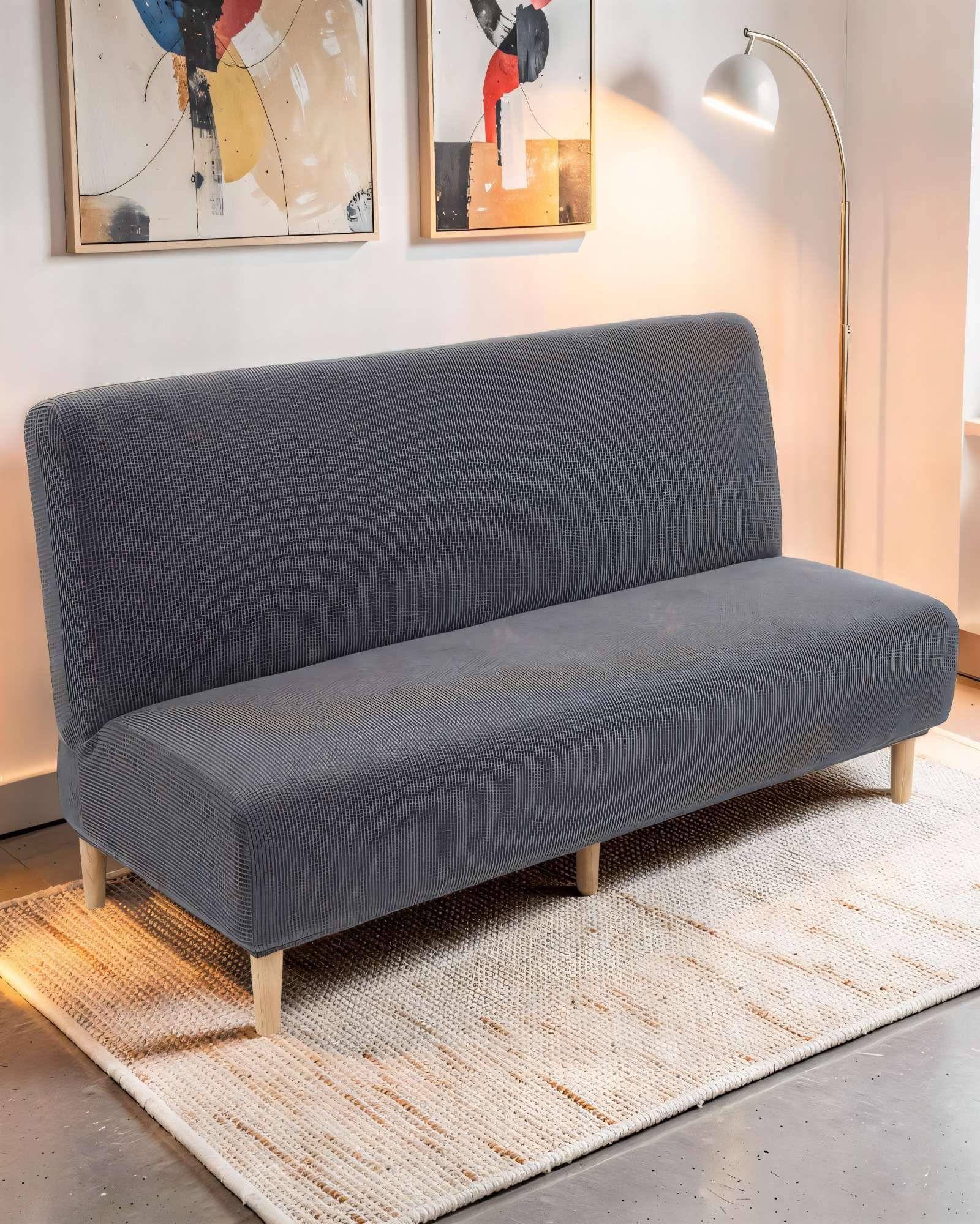 FUNDA PARA SILLON FUTON CUADRILLE COLOR GRIS-3