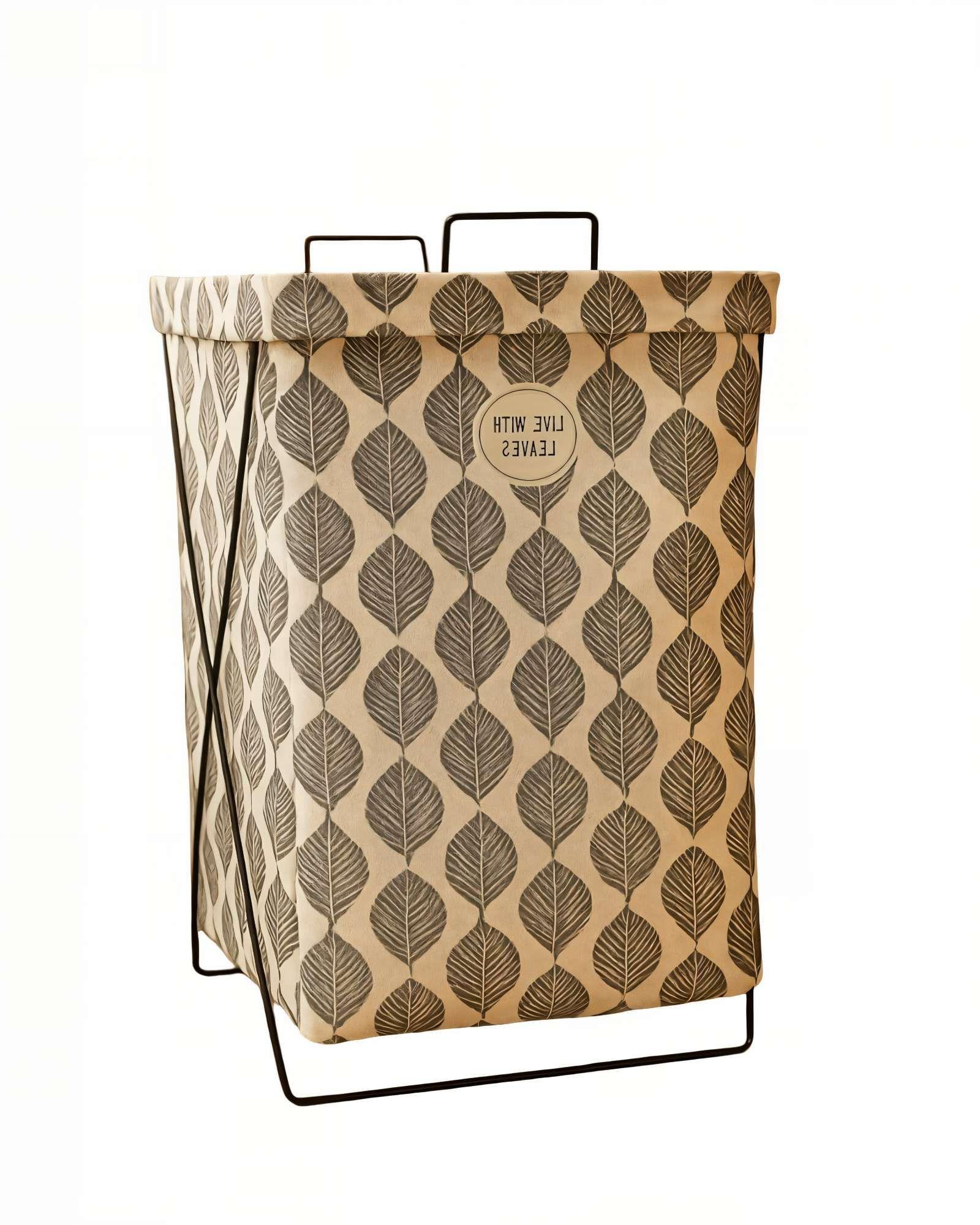 SET DE CANASTOS DE ROPA 36CMX59CM CON DISEÑO DE HOJAS-1