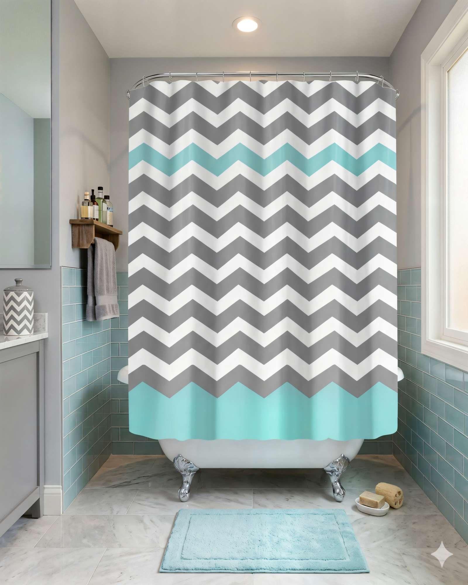 CORTINA DE BAÑO DE TELA IMPERMEABLE MAS FORRO CON DISEÑO DE RAYAS-2