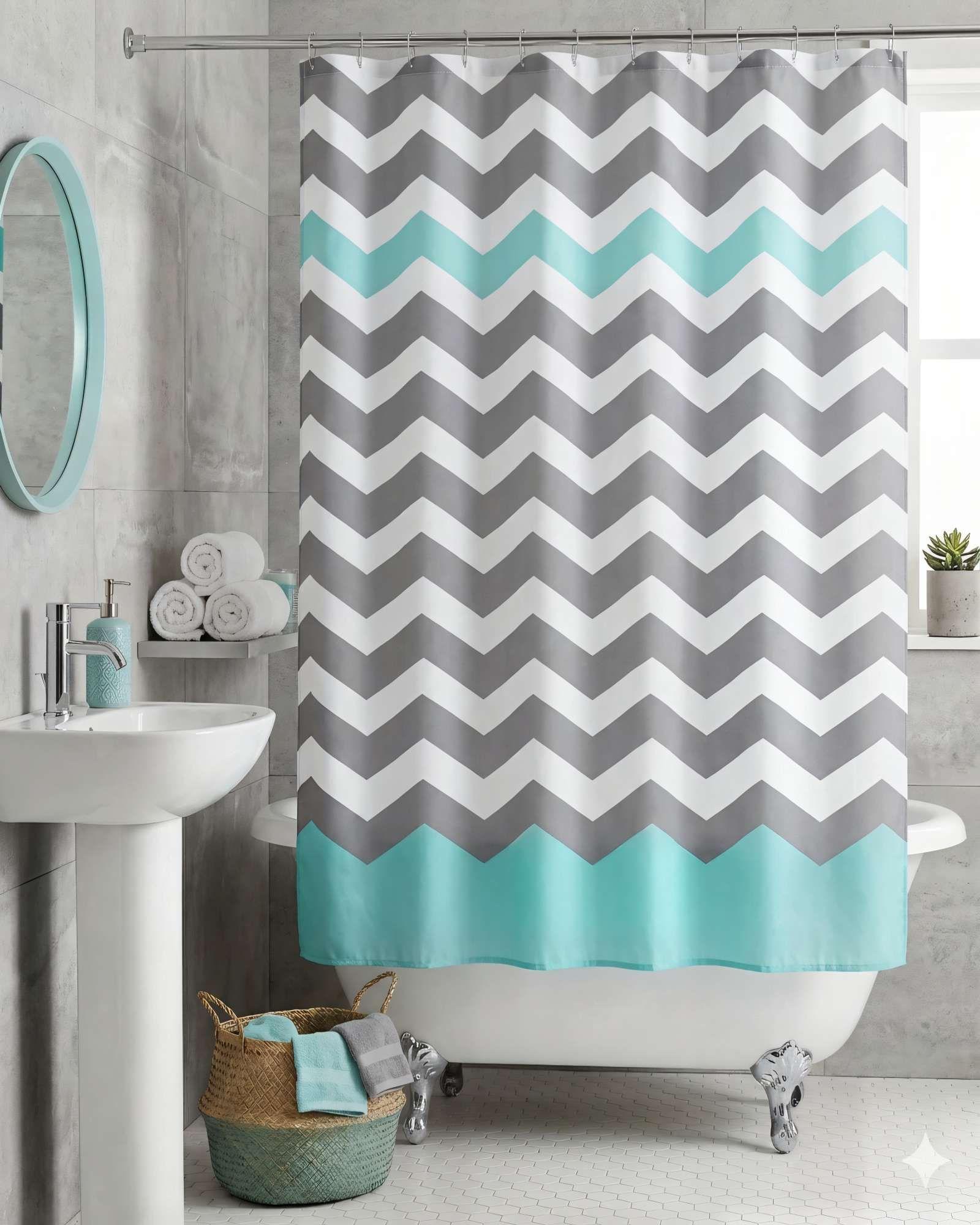 CORTINA DE BAÑO DE TELA IMPERMEABLE MAS FORRO CON DISEÑO DE RAYAS-3