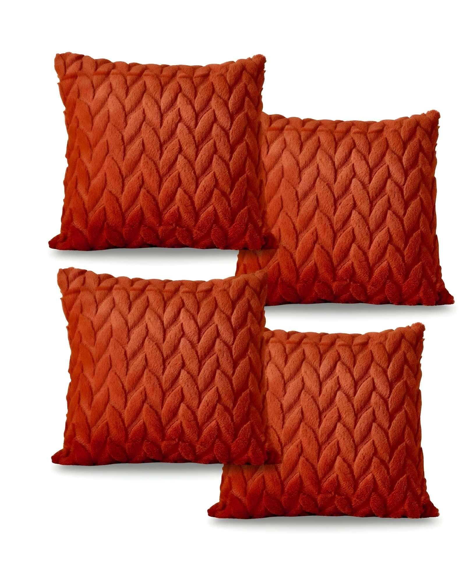 PACK DE 4 FUNDAS DE COJINES DISEÑO ESPIGA 45CM X 45 CM ANARANJADO-2
