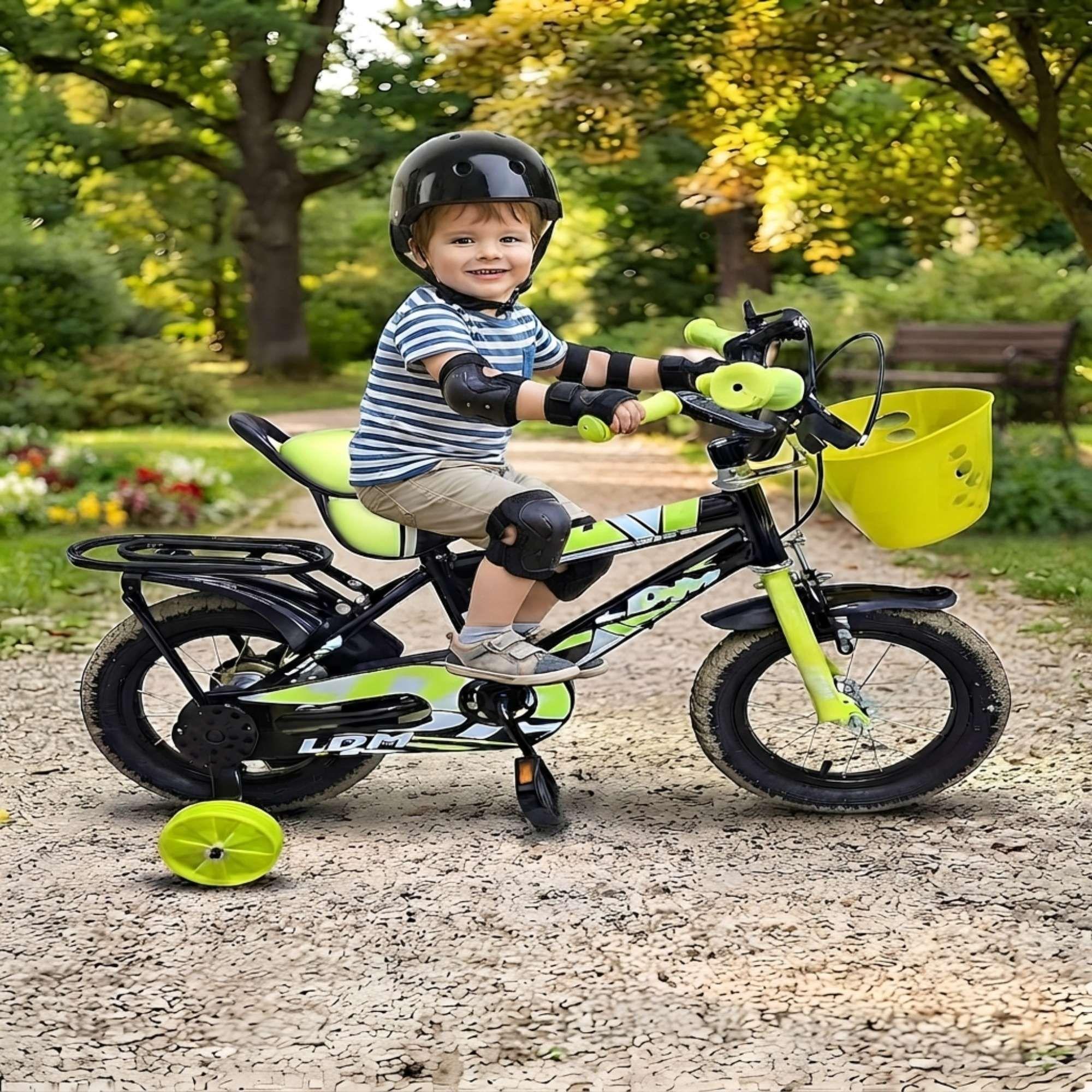 BICICLETA DE NIÑOS ARO 12 CON RUEDITAS MAS KIT DE SEGURIDAD AMARILLO-3