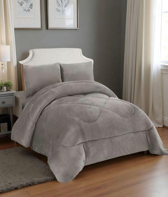 CUBRECAMA GRUESO DE INVIERNO CHIPORRO PLAZA Y MEDIA GRIS-2