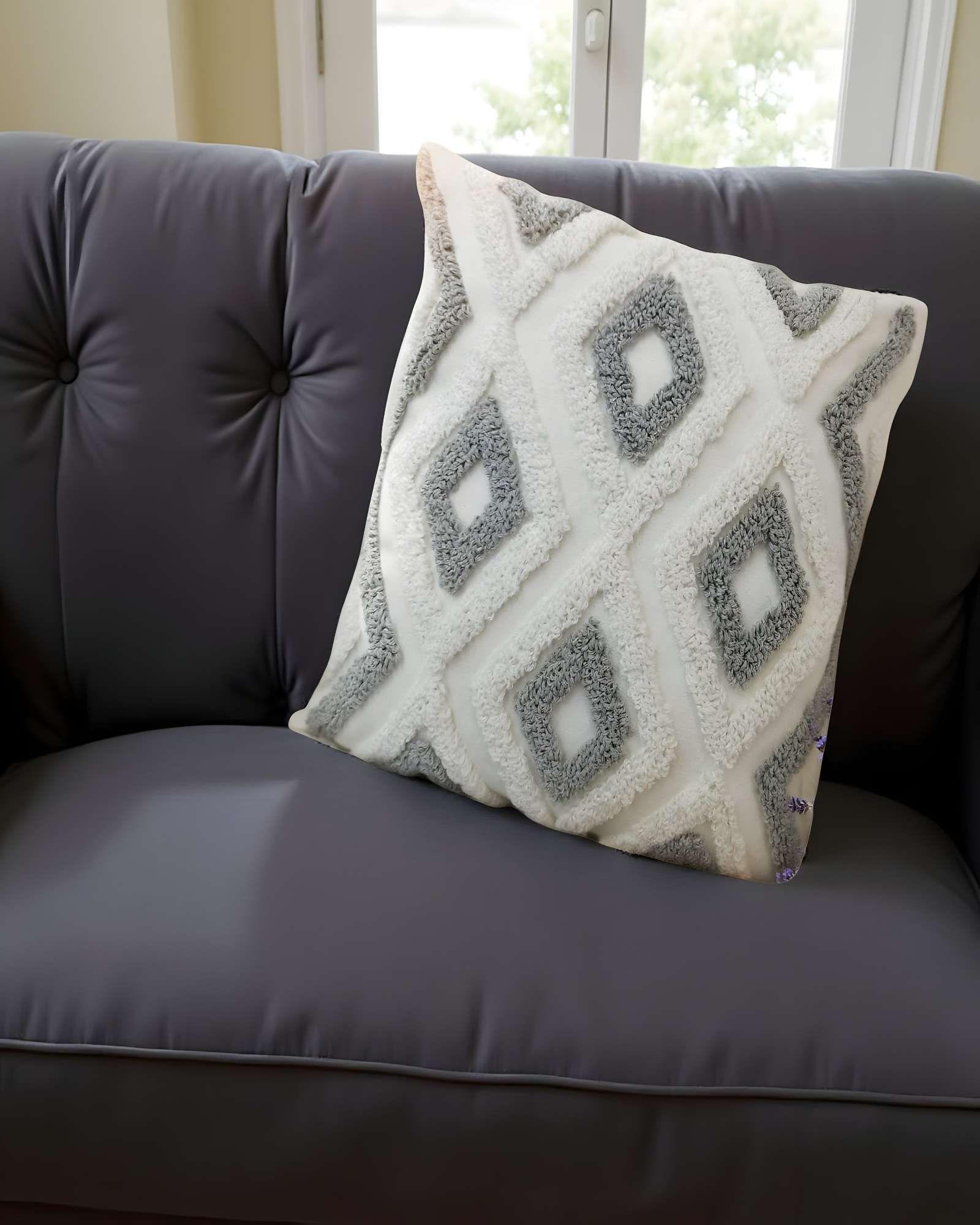 PACK DE 4 FUNDAS DE COJIN TUFTING 45X45 CM BLANCO 04-3