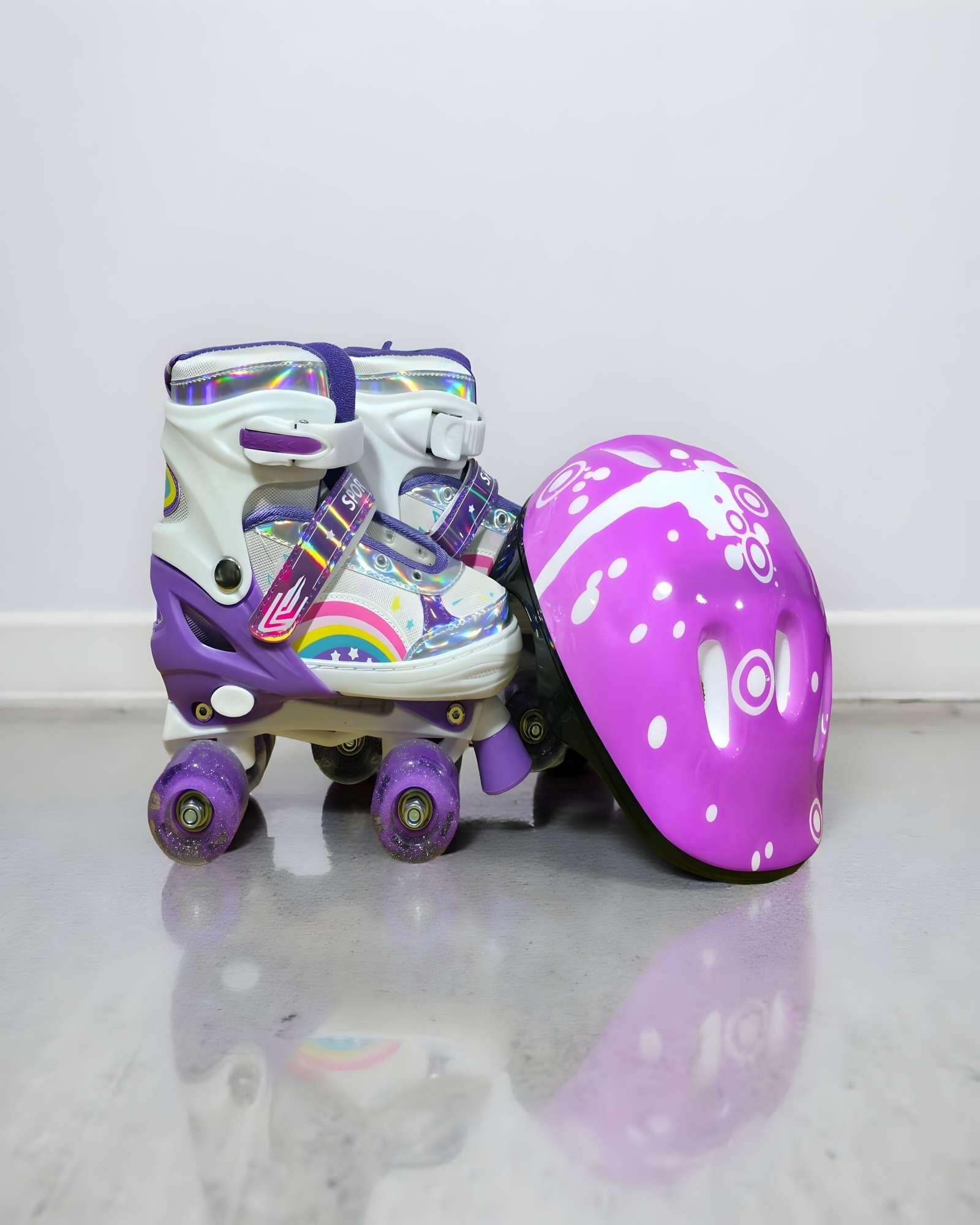 PATIN 4 RUEDAS CON LUCES Y KIT TALLA M 35-38 MORADO-2