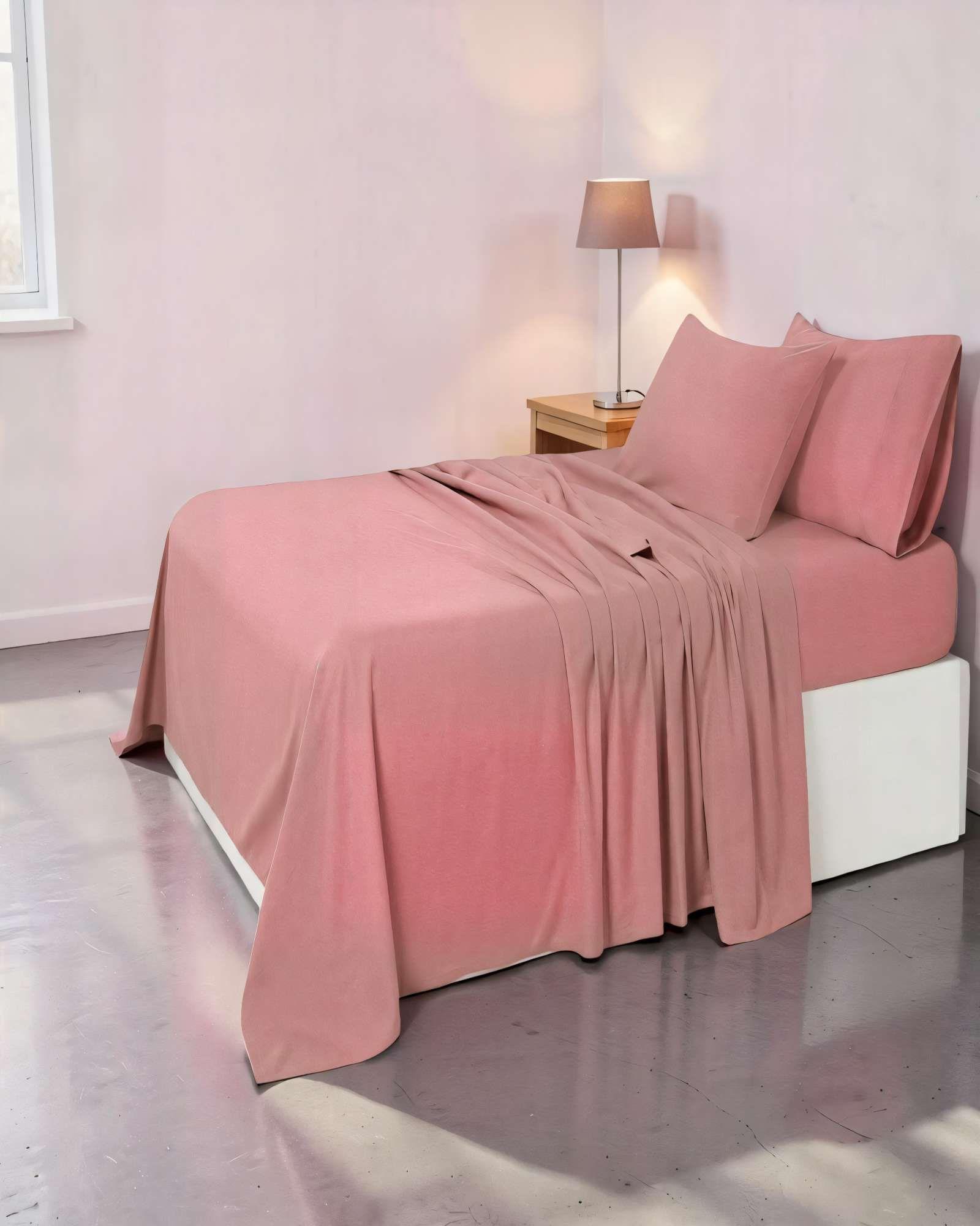 JUEGO DE SABANA 200 HILOS KING COLOR ROSA-3