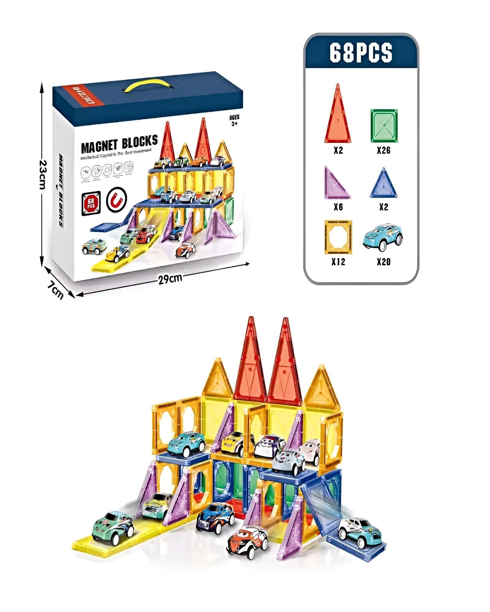 SET DE BLOQUES MAGNÉTICOS PACKING Y AUTOS DE 68 PIEZAS-4