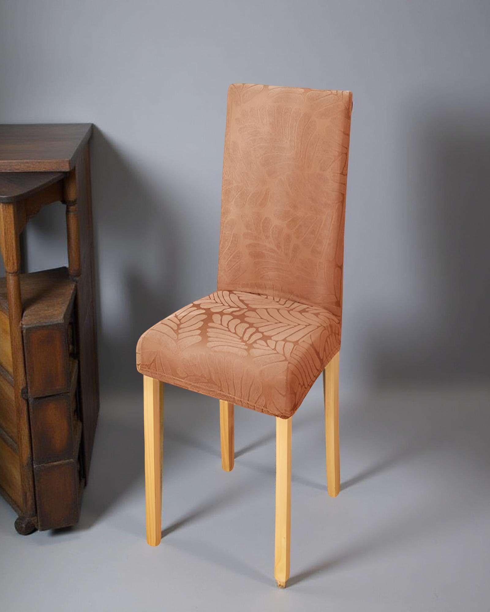 PACK DE 6 FUNDAS PARA SILLA CON DISEÑO TEXTURIZADO COLOR CAQUI-3