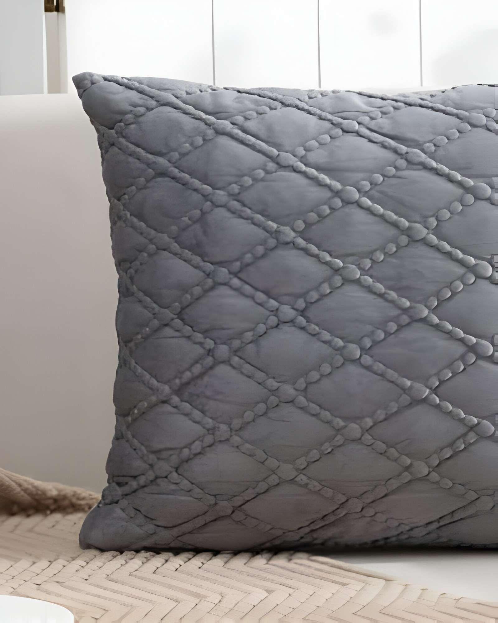 SET DE 4 FUNDAS DE COJIN TERCIOPELO 45X45 GRIS-3