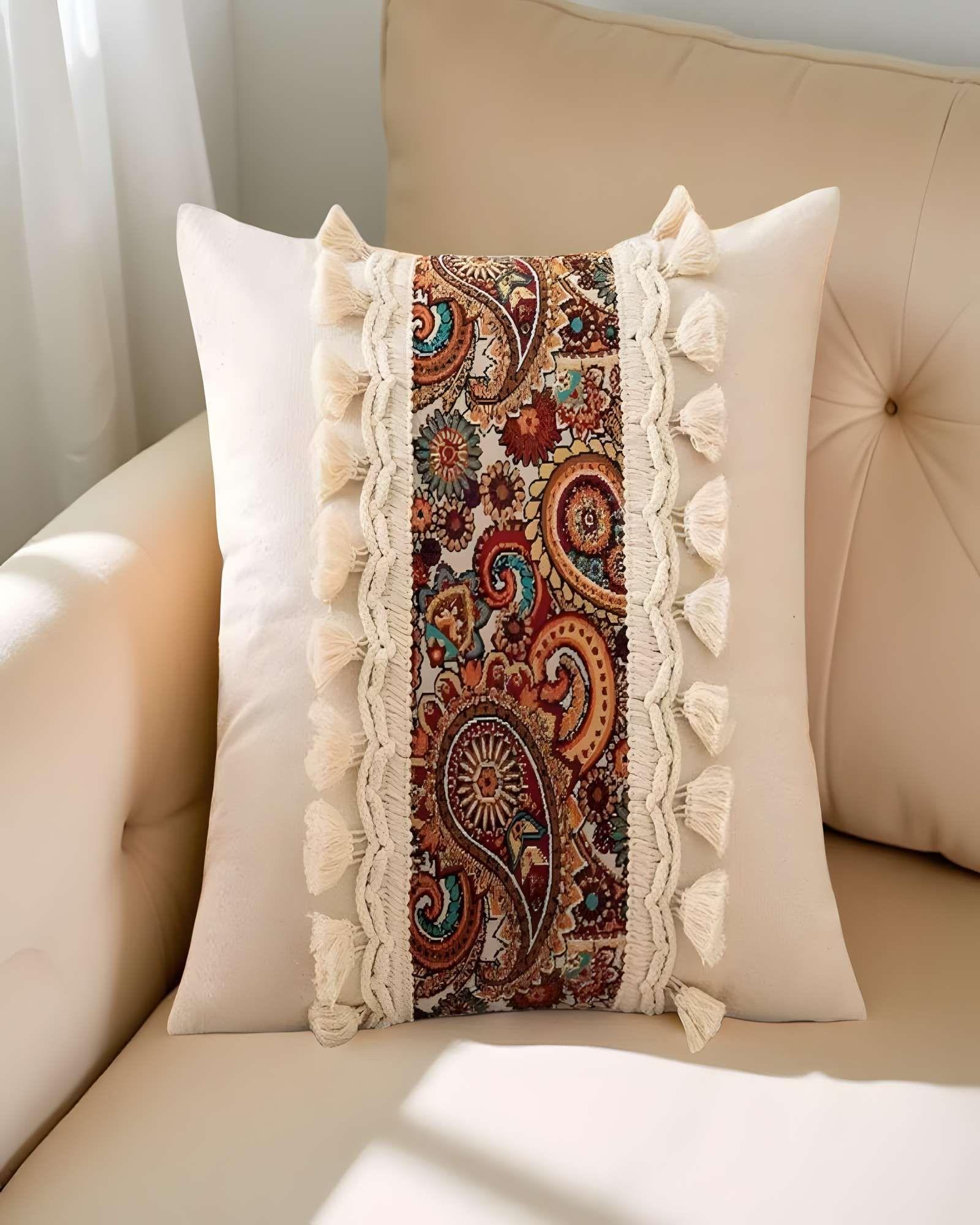 SET DE 2 FUNDAS DE COJIN LINO MANDALA 45X45 BEIGE 03-2