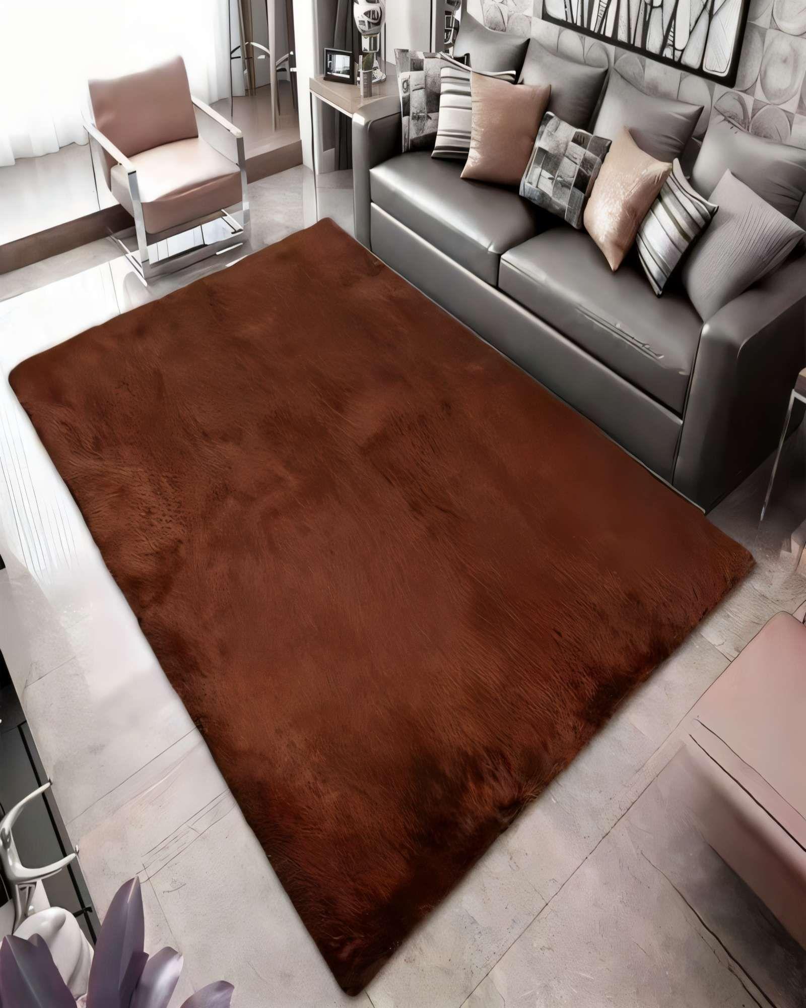 ALFOMBRA PELUDA 180X200 PREMIUM COLOR MARRON-2