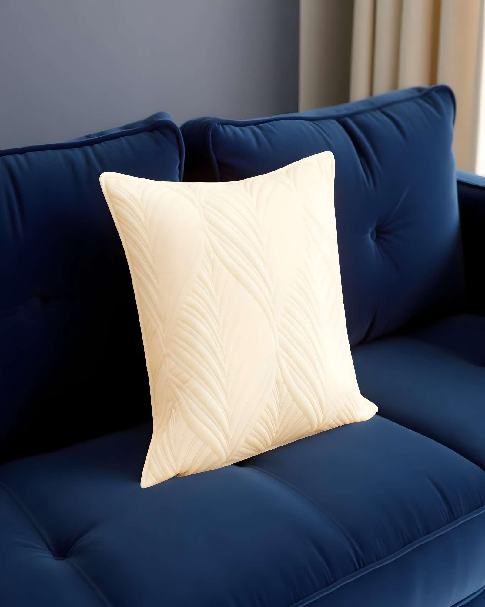 PACK DE 2 FUNDAS DE COJIN SERIE HOJAS 45X45 CM BEIGE-2