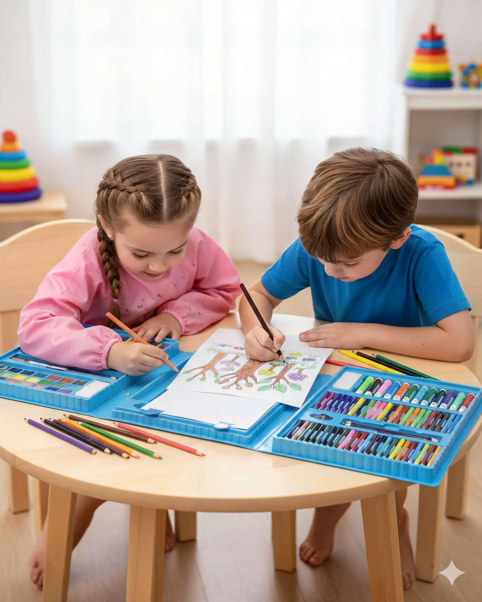 CAJA SET DE 208 LÁPICES COLOR AZUL -2