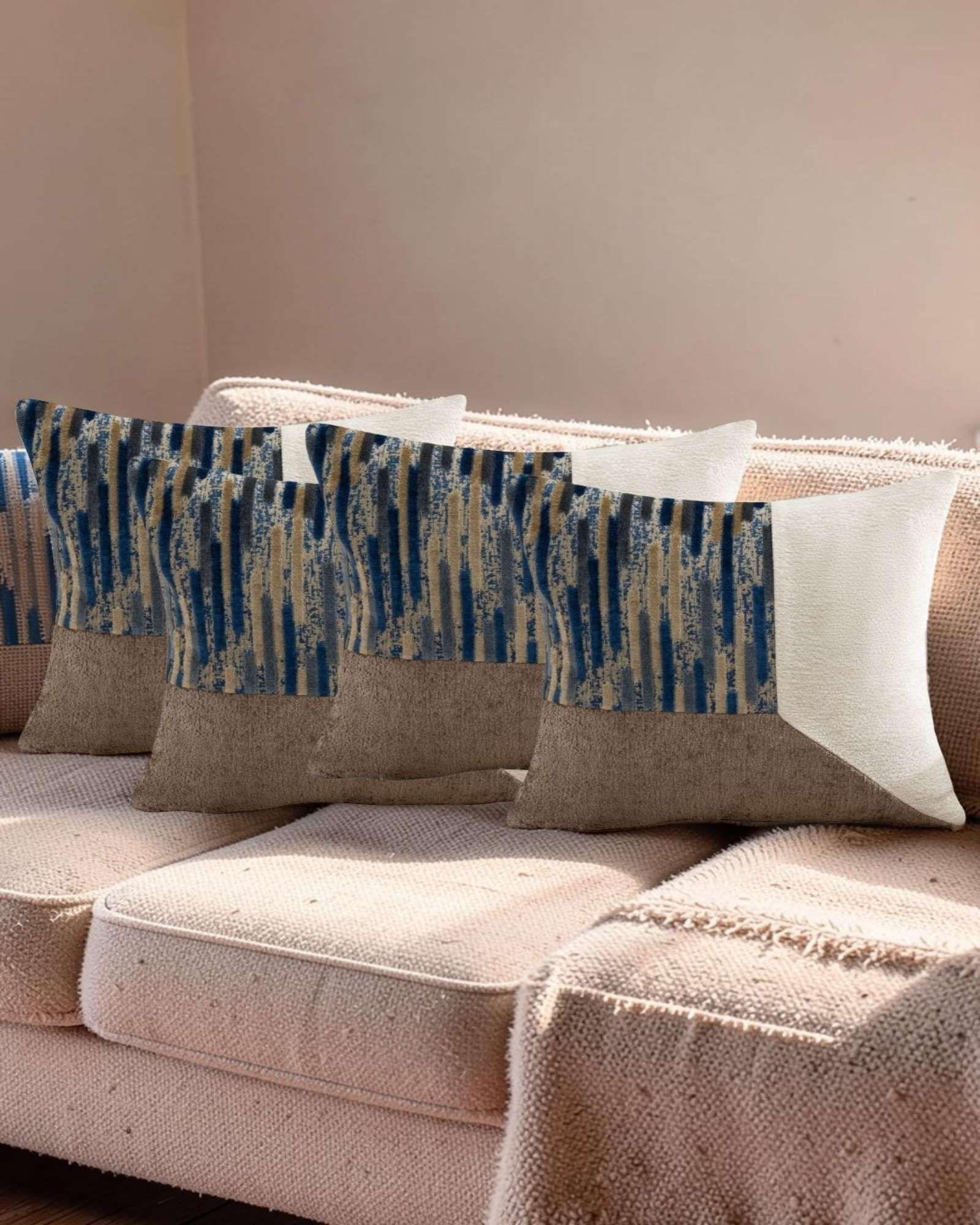 SET DE 4 FUNDAS DE COJIN CHENILLE DE EMPALME MULTICOLOR 5-2