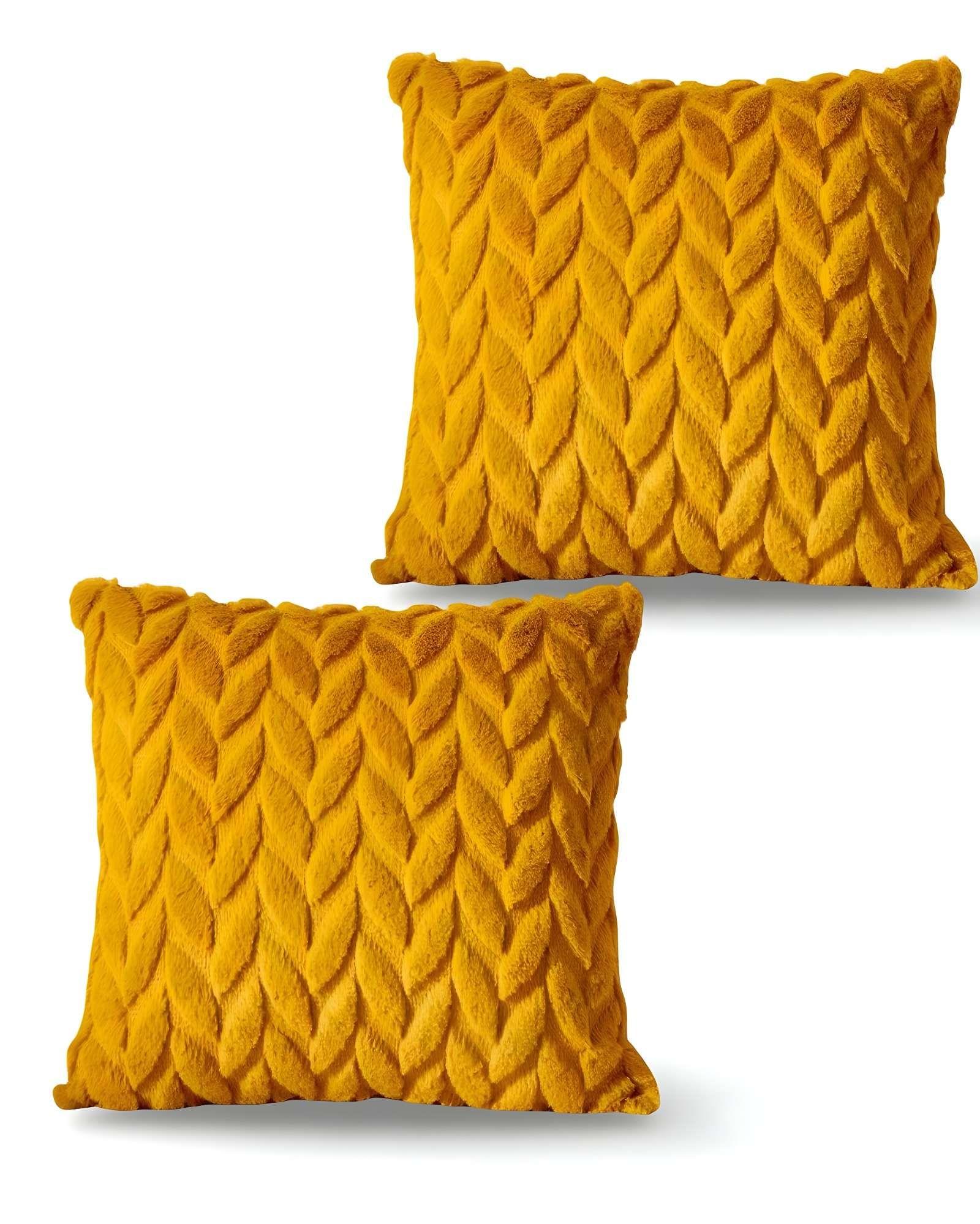 PACK DE 2 FUNDAS DE COJINES DISEÑO ESPIGA 45CM X 45 CM AMARILLO-2