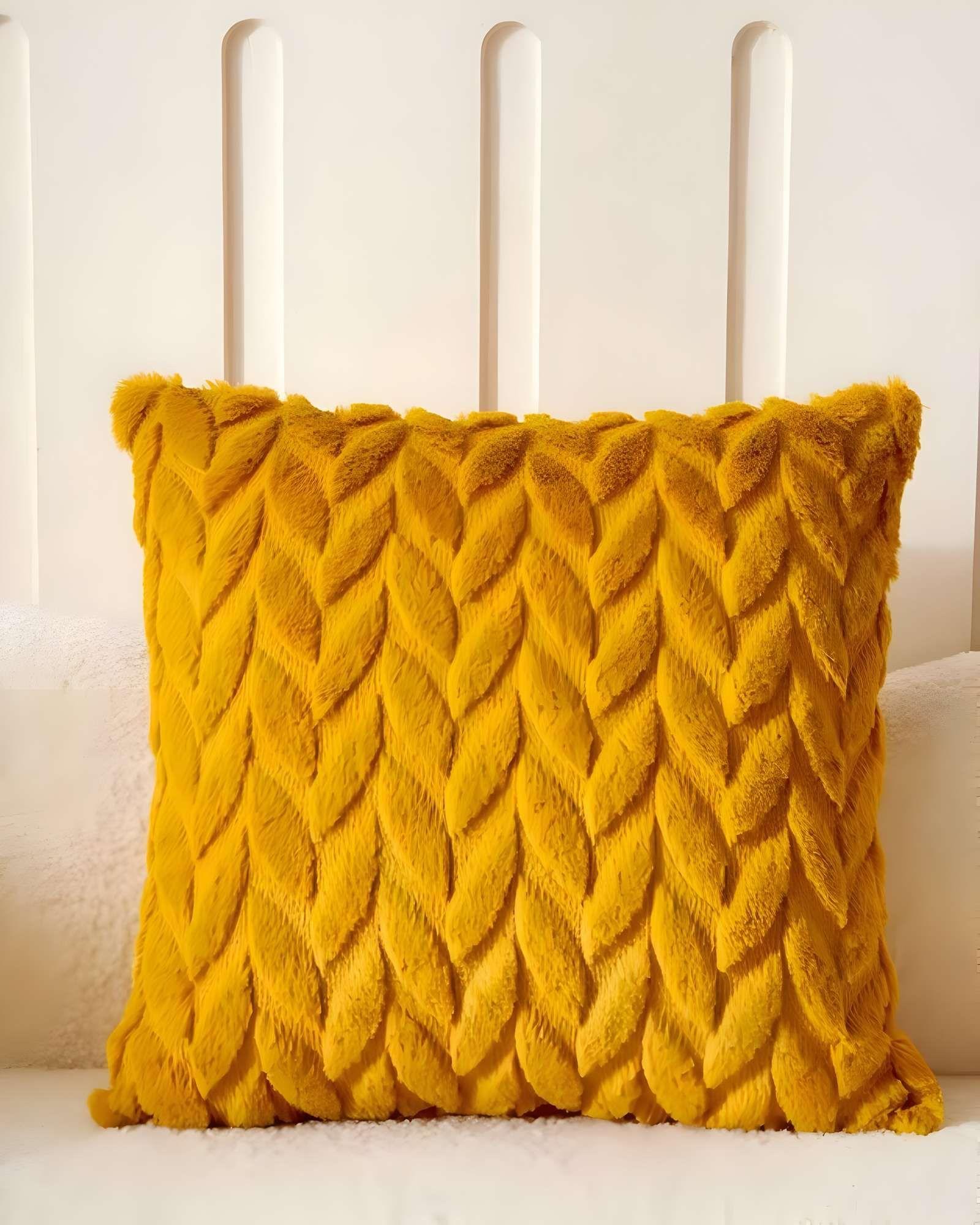 PACK DE 2 FUNDAS DE COJINES DISEÑO ESPIGA 45CM X 45 CM AMARILLO-3