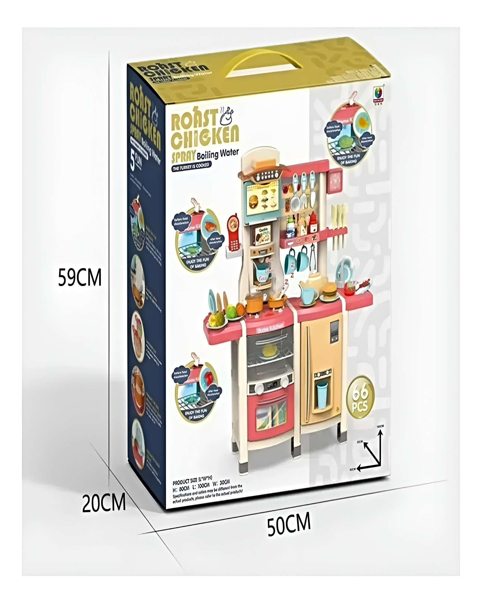 Gran Cocina Infantil Moderna 100 cm con Efecto de Vapor Real, Agua y 66 Accesorios azul-4