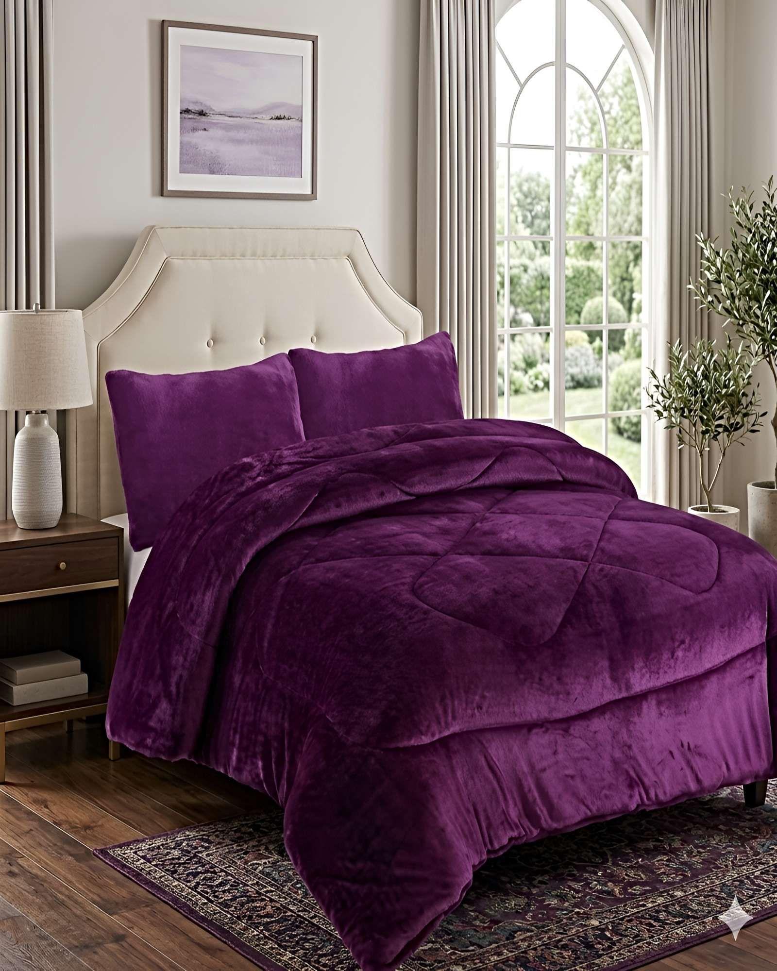 COBERTOR DE INVIERNO PLUSH 2 PLAZAS 230X250CM  MORADO-2