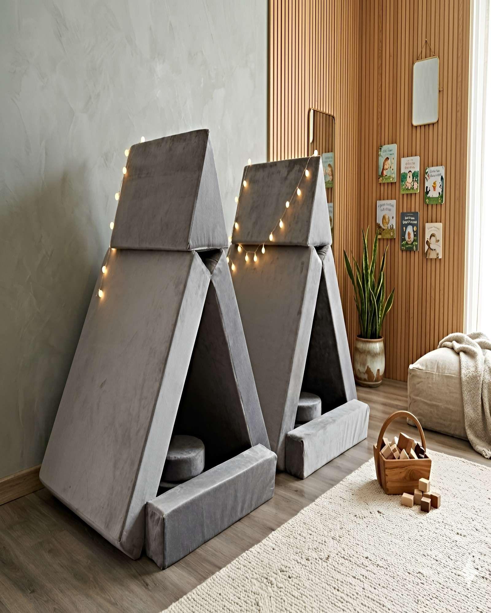 Sofá infantil modular (sofá cama) 12 piezas gris-4