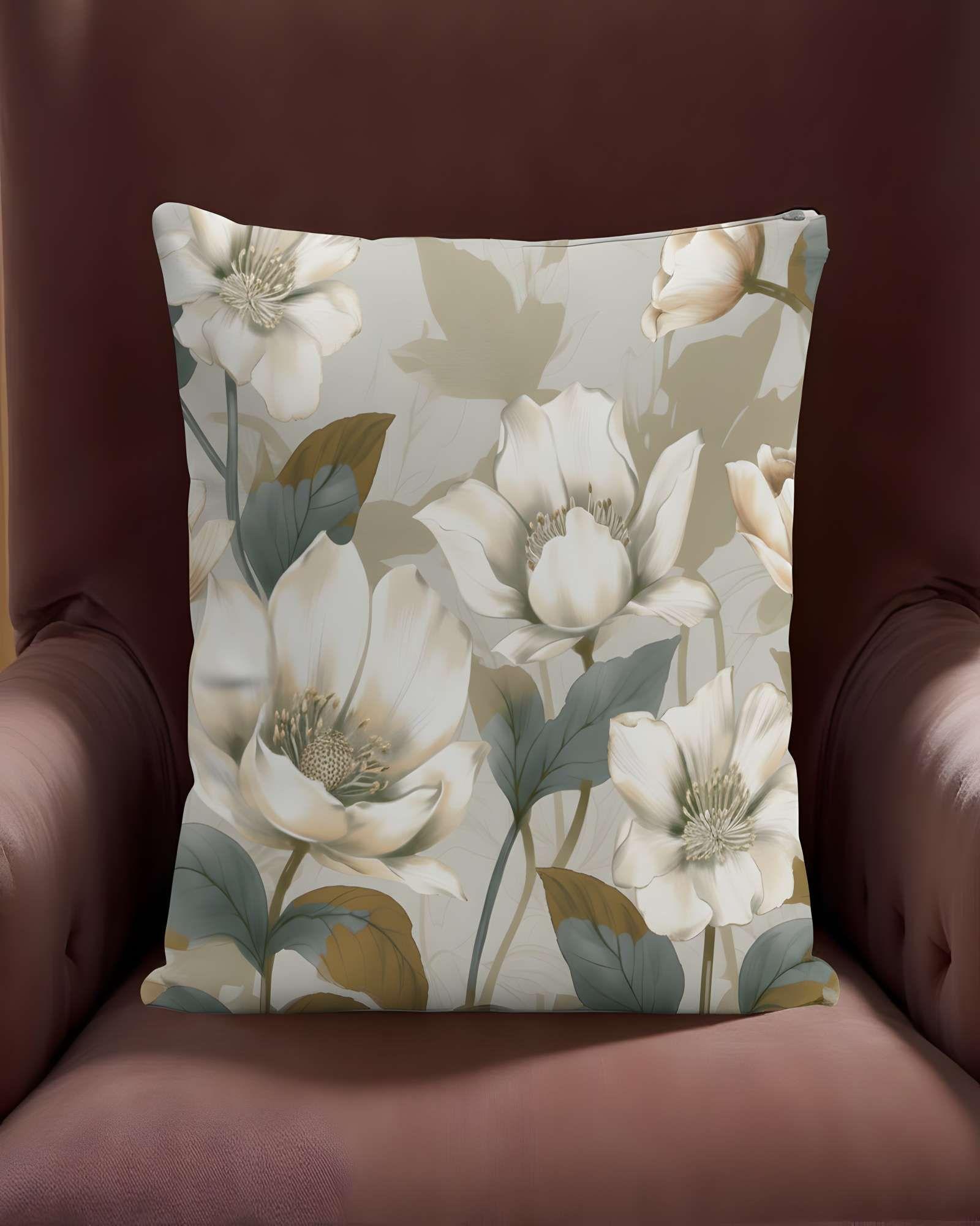 SET DE 2 FUNDAS DE COJIN FLOREADAS 45X45 BEIGE 01-2