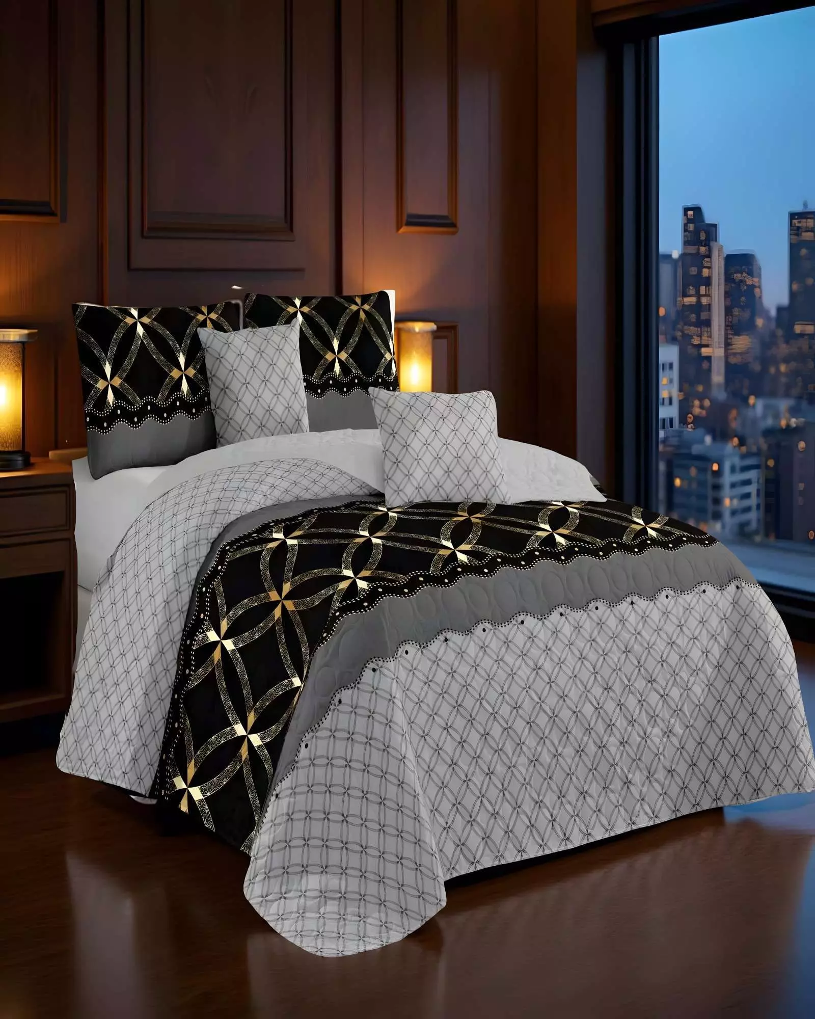 CUBRECAMA QUILT DE VERANO KING GRIS 01-2