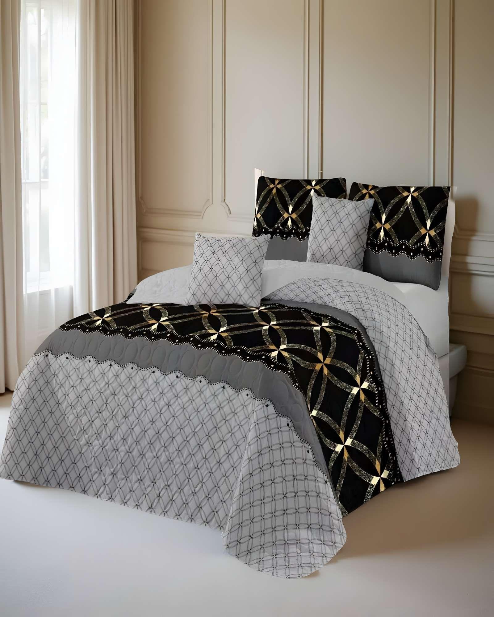 CUBRECAMA QUILT DE VERANO KING GRIS 01-3