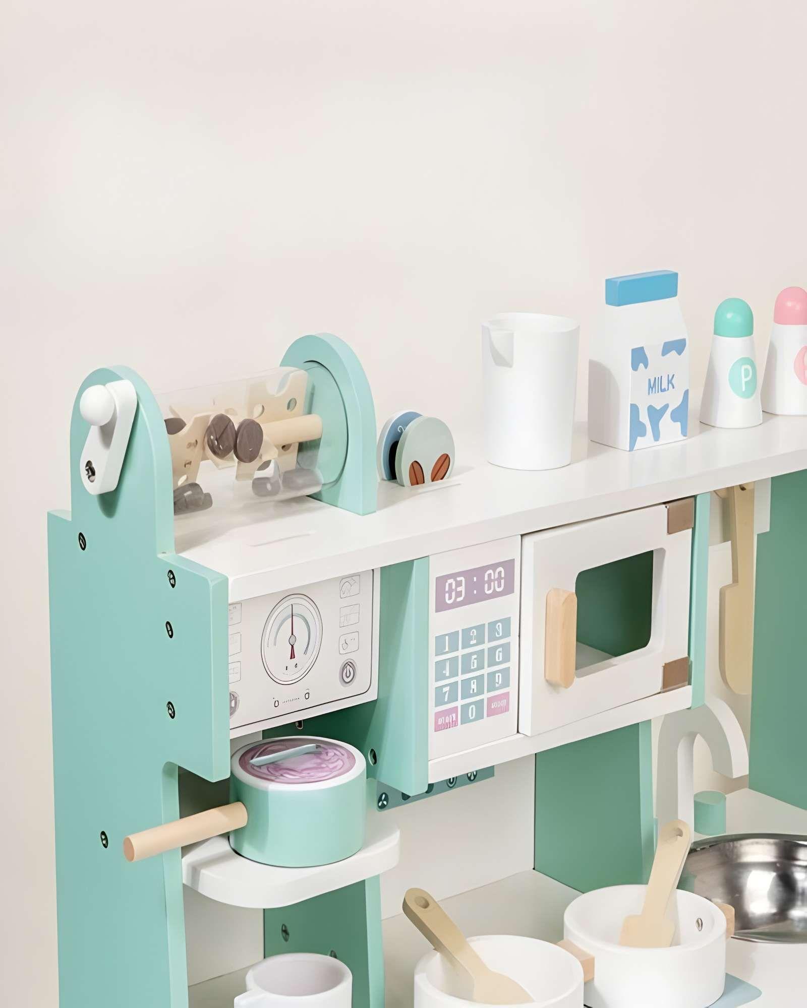 COCINA DE JUGUETE DE MADERA ROSA-3