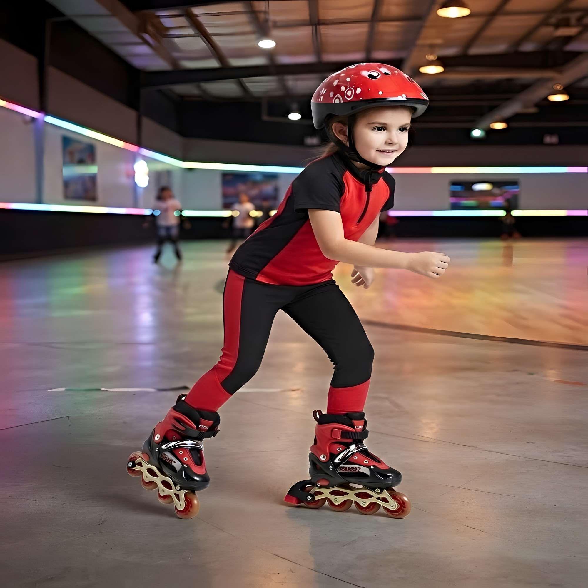 PATIN LINEAL CON LUCES Y KIT TALLA S 31-34 ROJO-0