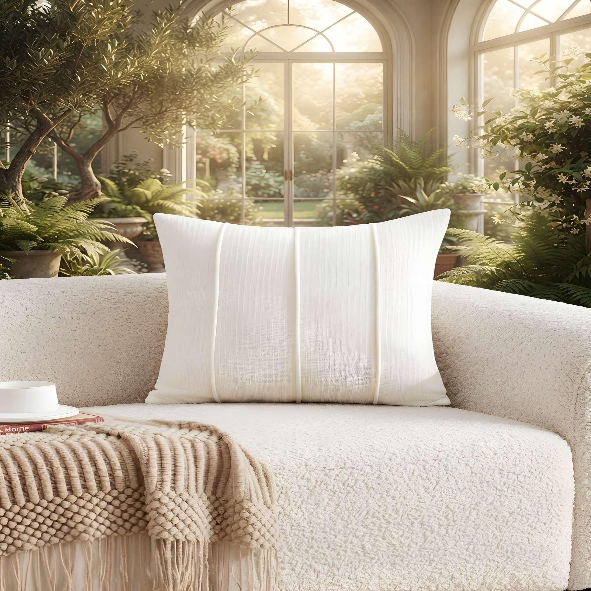 SET DE 4 FUNDAS DE COJIN CHENILLE PLISADA COLOR BLANCO-1