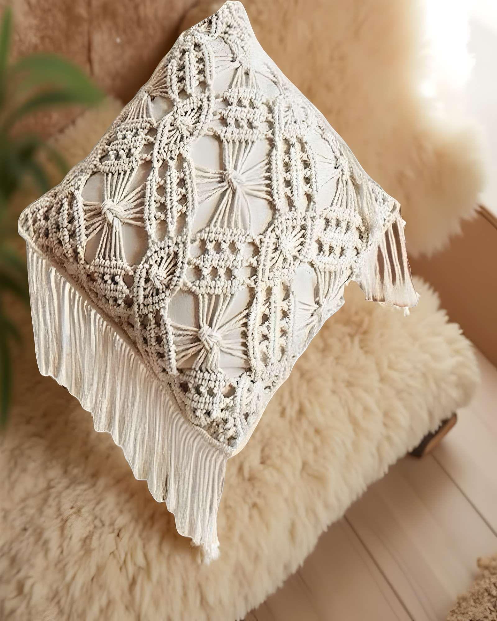 SET DE 4 FUNDAS DE COJIN ESTILO BOHEMIO 45X45 CM BLANCO 06-2