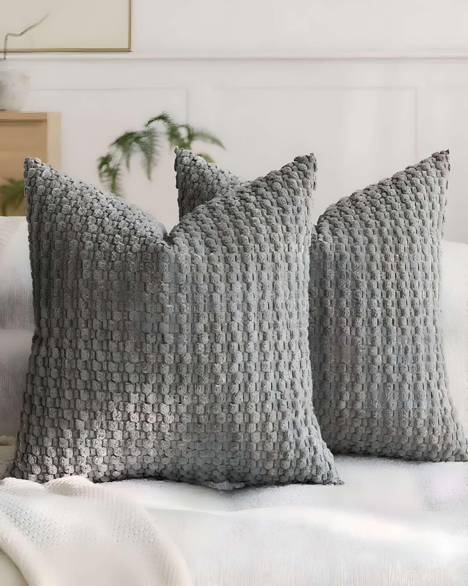 PACK DE 2 FUNDAS DE COJINES DISEÑO DE MAIZ 45CM X 45 CM GRIS-3