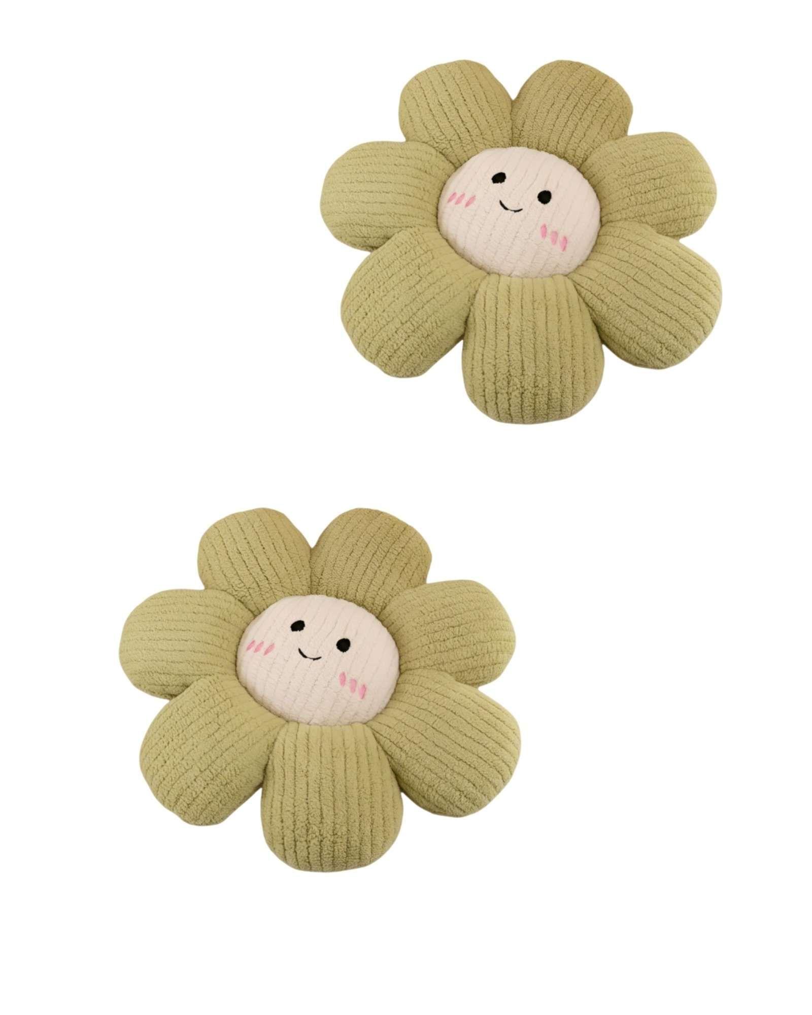 SET DE 2 COJINES DECORATIVO FLOR KAWAII 25CM VERDE-0