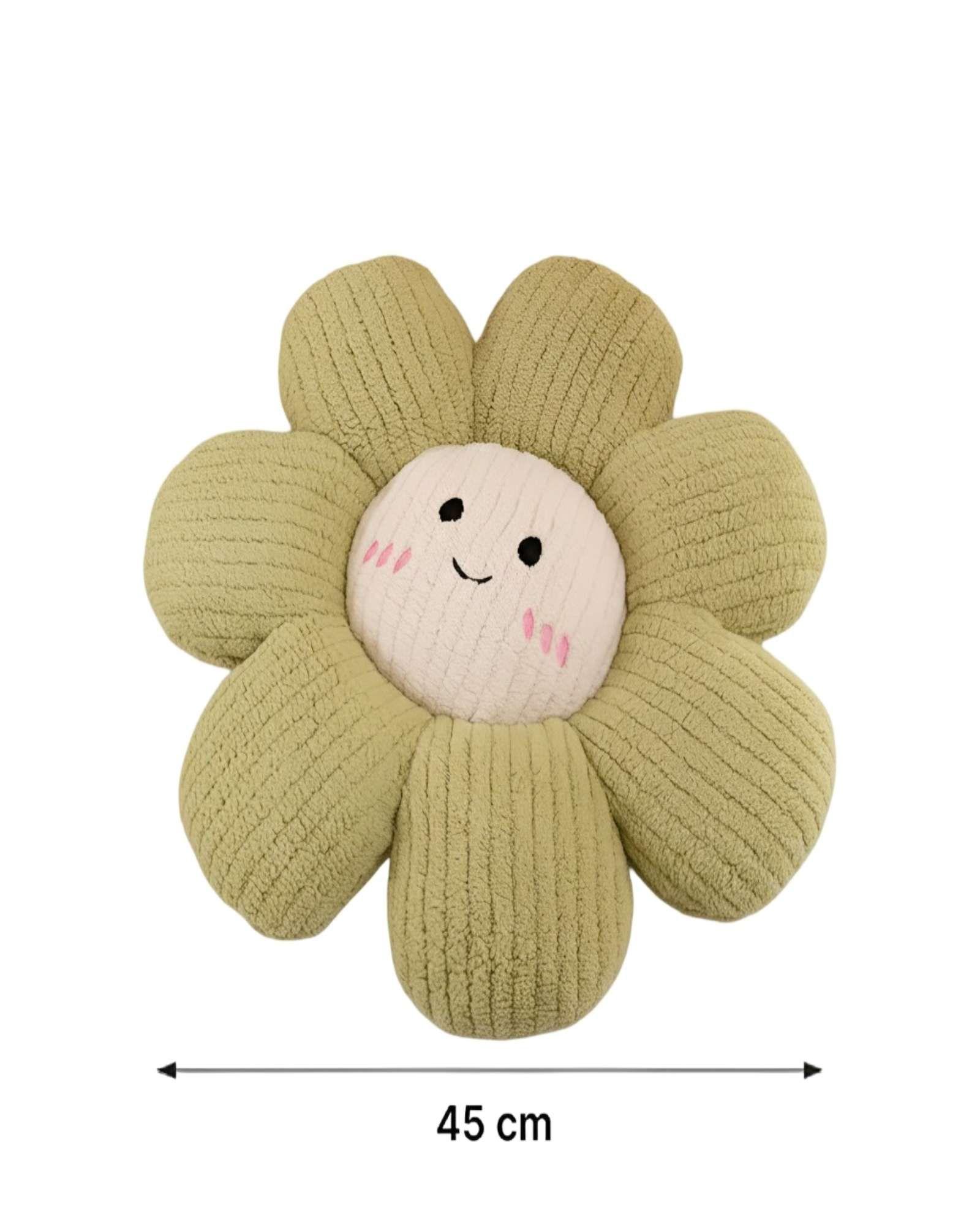 SET DE 2 COJINES DECORATIVO FLOR KAWAII 25CM VERDE-1