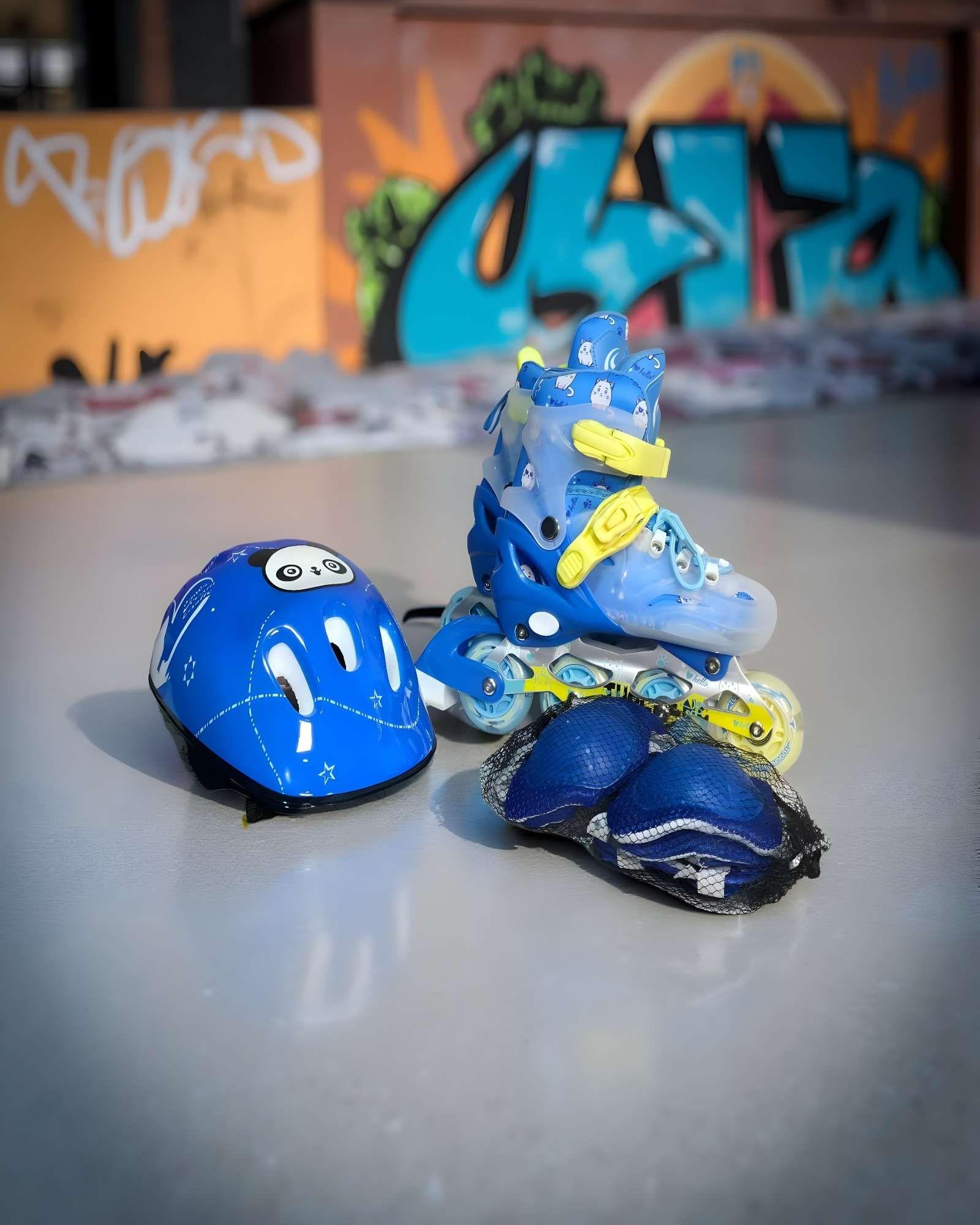 PATIN LINEAL CON LUCES Y KIT TALLA M 35-38 AZUL CLARO-3