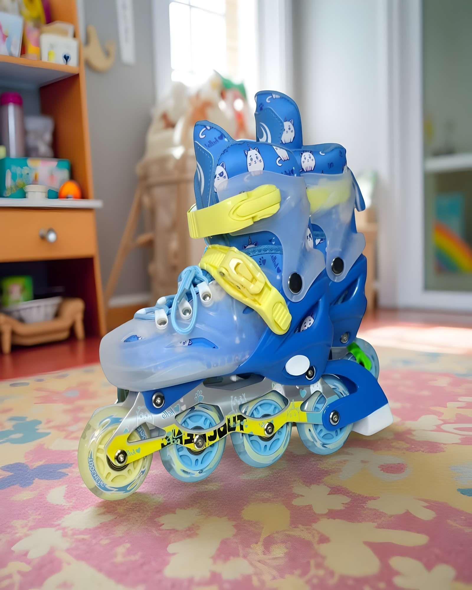 PATIN LINEAL CON LUCES Y KIT TALLA M 35-38 AZUL CLARO-3