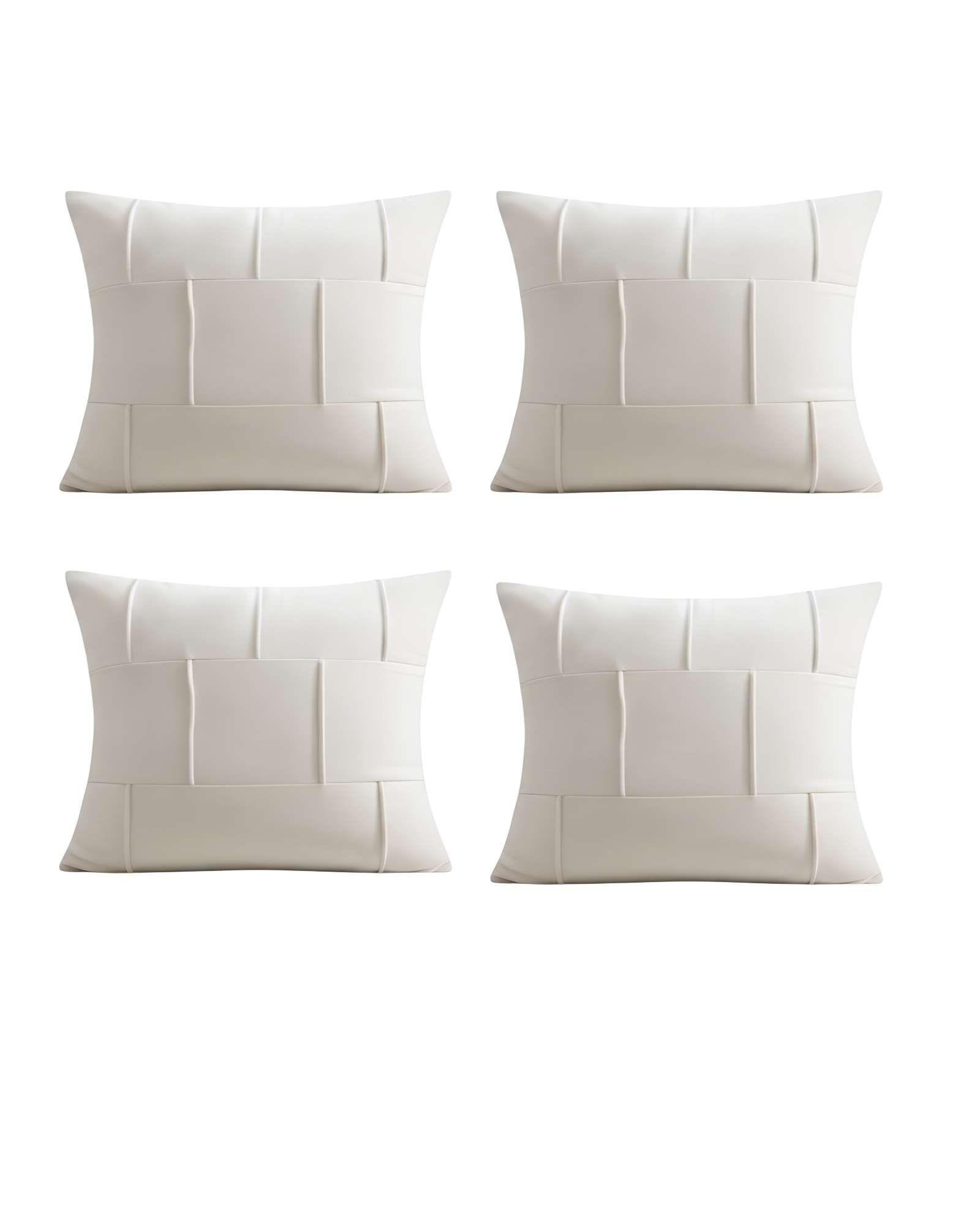 SET DE 4 FUNDAS DE COJIN PLISADA 45X45 BLANCO-0