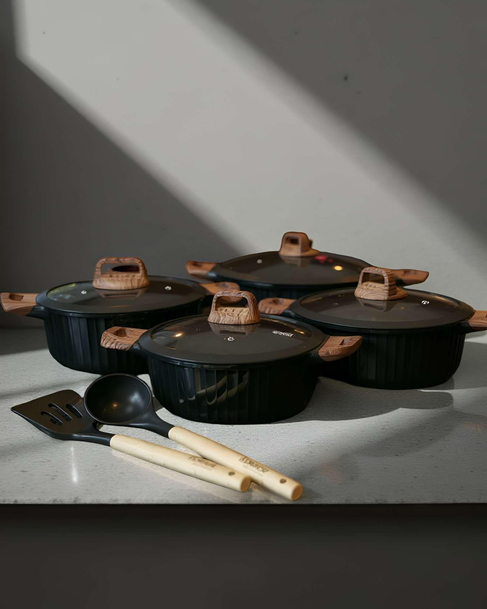 JUEGO DE OLLAS DE COCINA 5 PIEZAS NEGRO-4