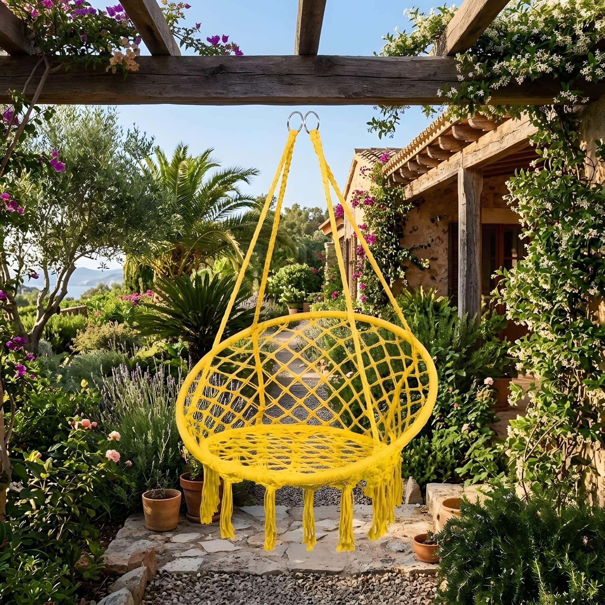 SILLA HAMACA COLGANTE TIPO COLUMPIO COLOR AMARILLO-0