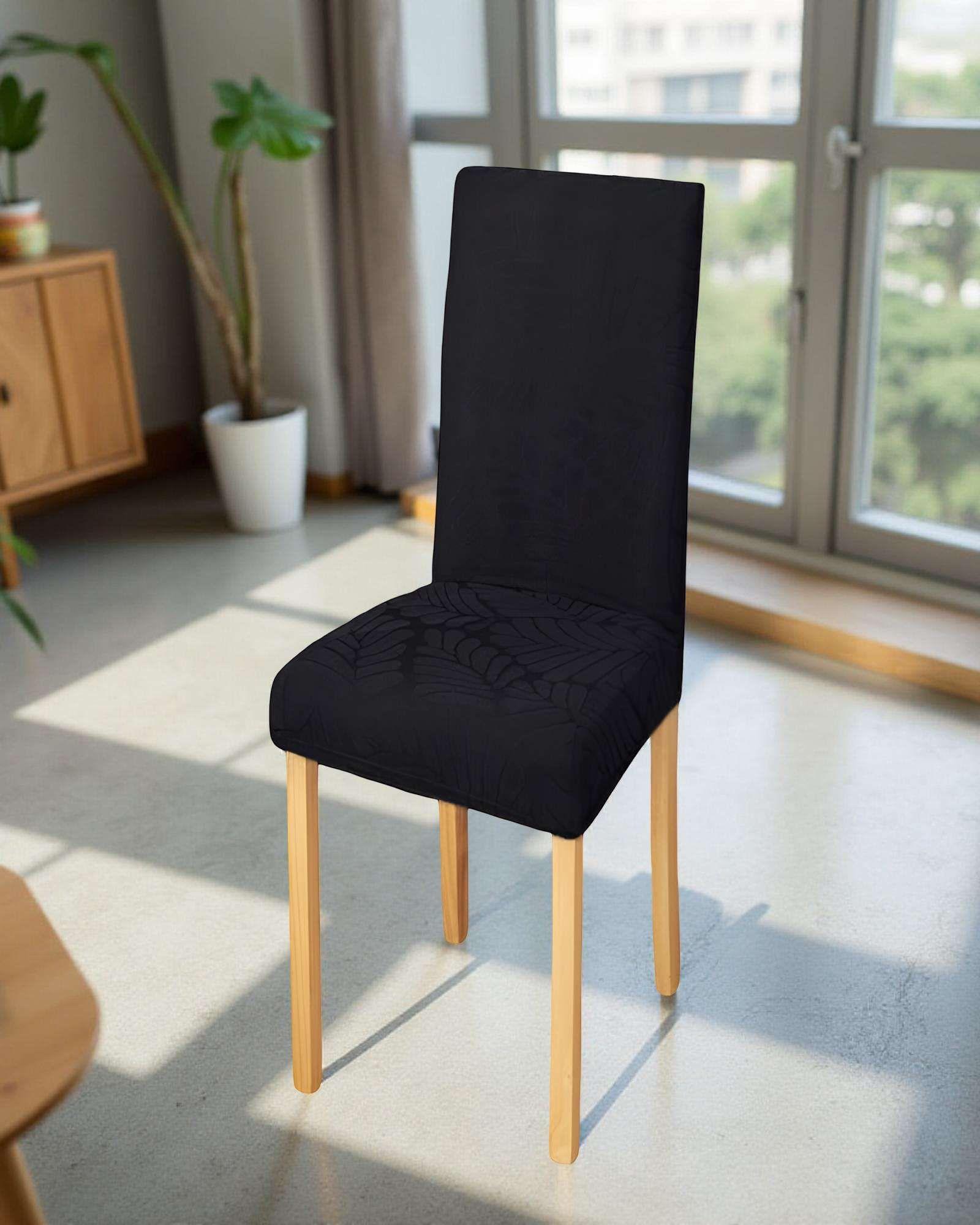 PACK DE 6 FUNDAS PARA SILLA CON DISEÑO TEXTURIZADO COLOR NEGRO 2-2