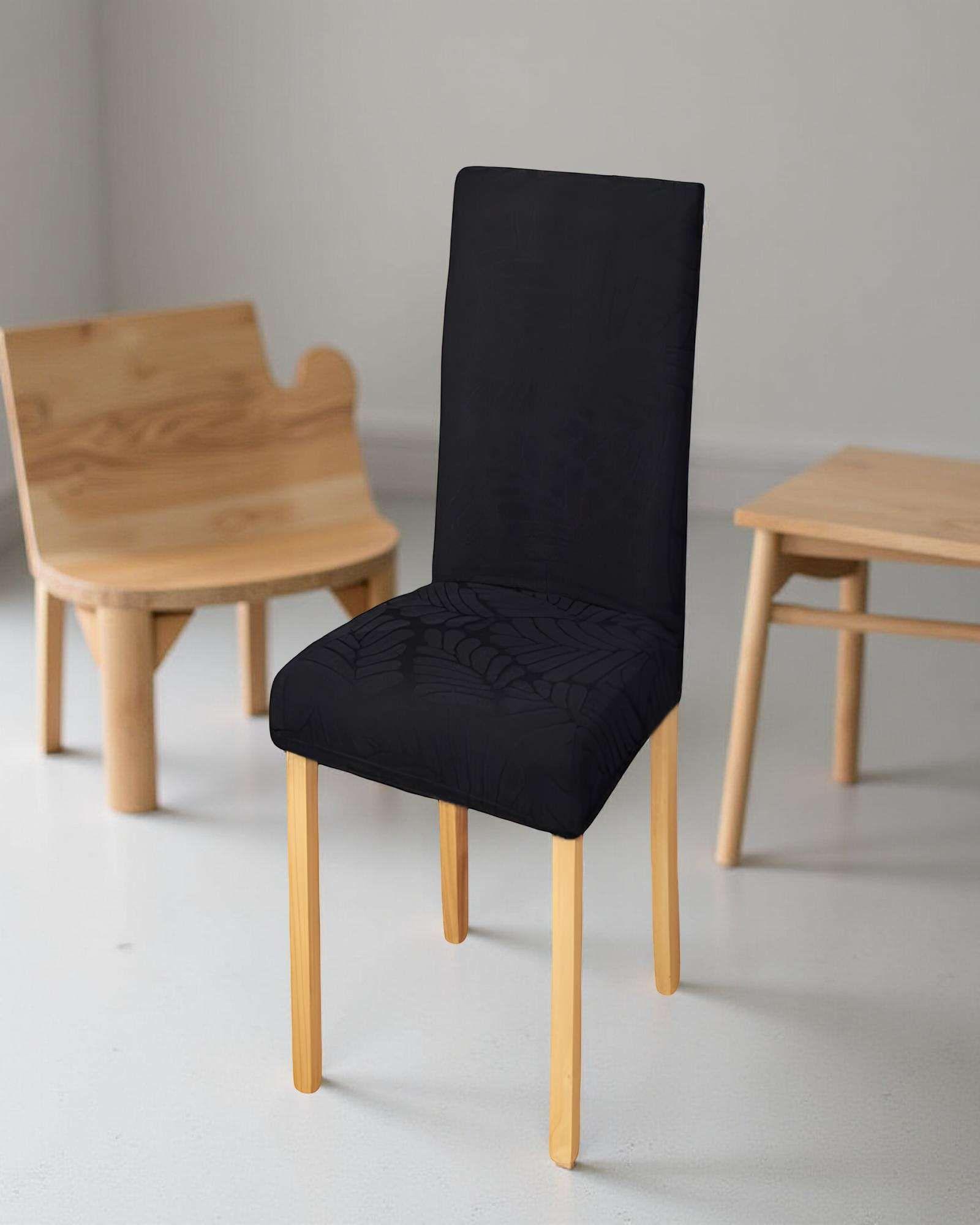 PACK DE 6 FUNDAS PARA SILLA CON DISEÑO TEXTURIZADO COLOR NEGRO 2-3